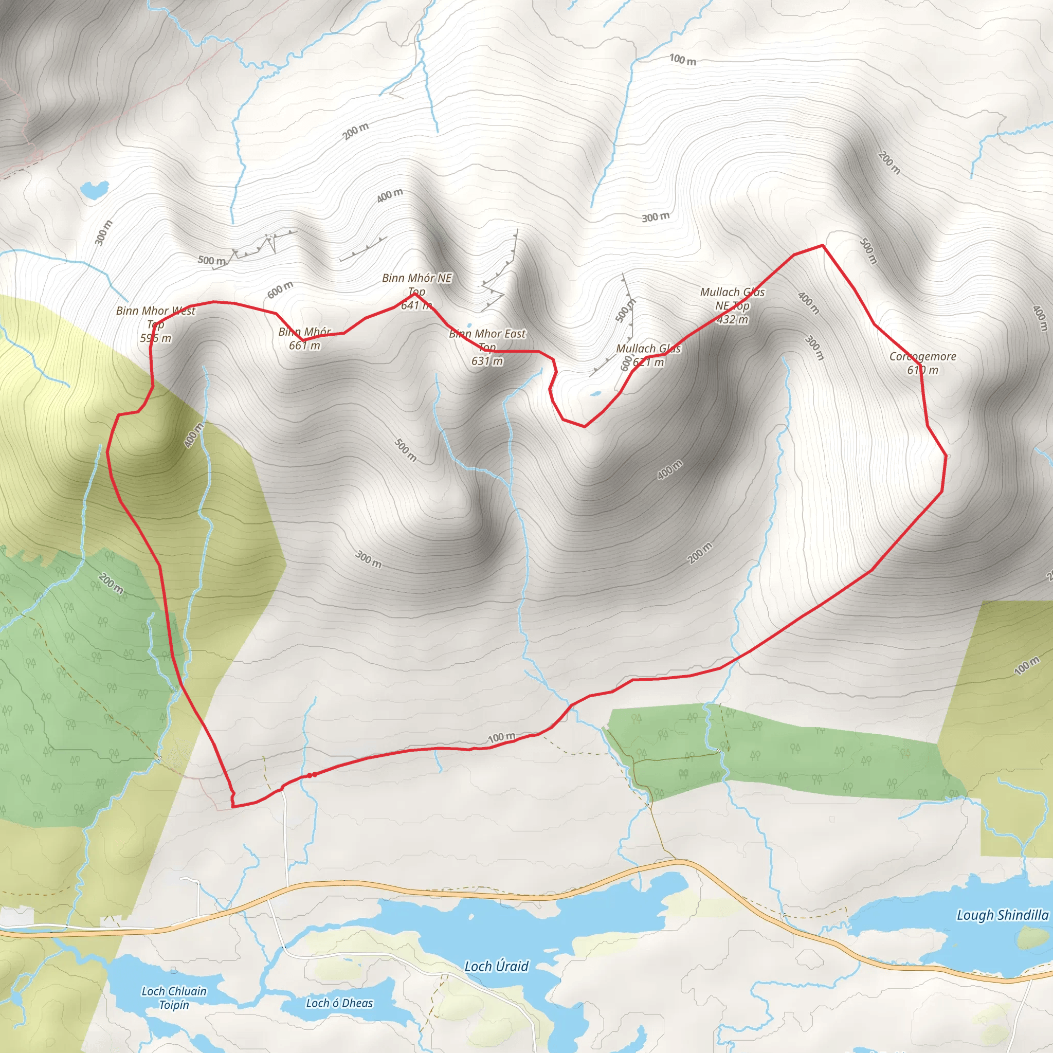 Mullach Glas and Binn Mhór Loop mobile static map