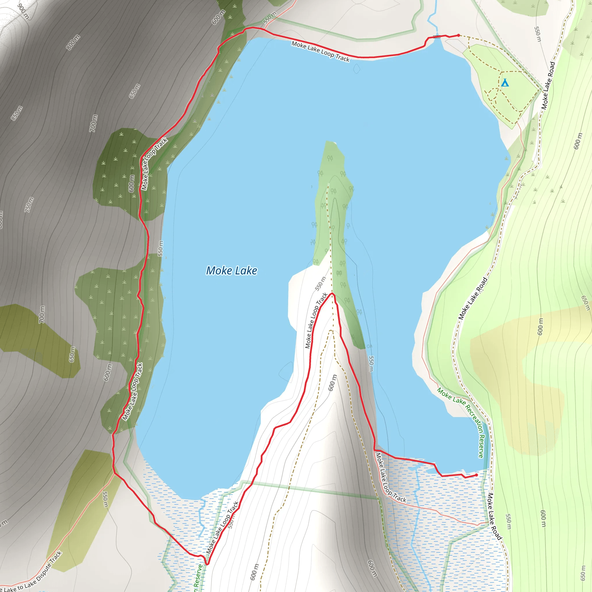 Moke Lake Loop Track mobile static map