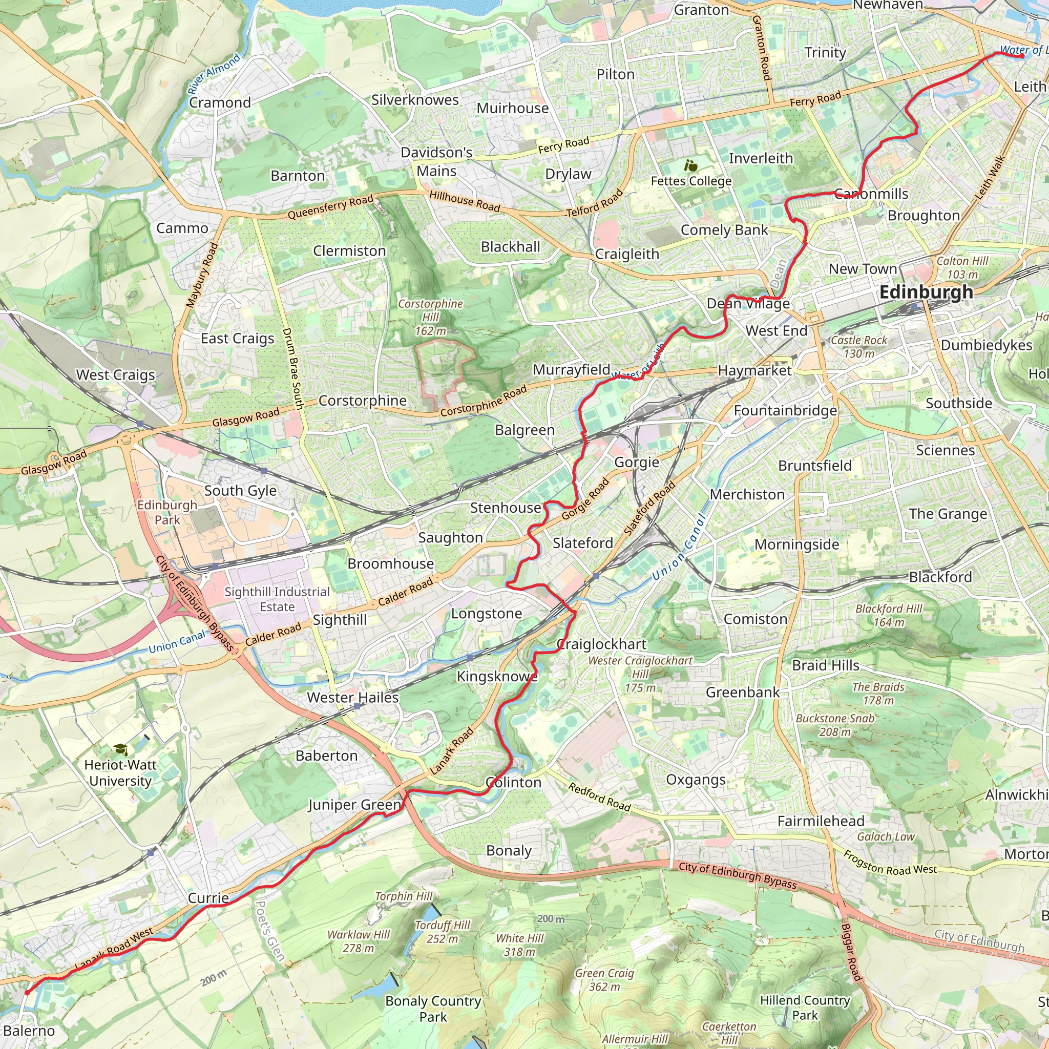 Water of Leith Walkway mobile static map