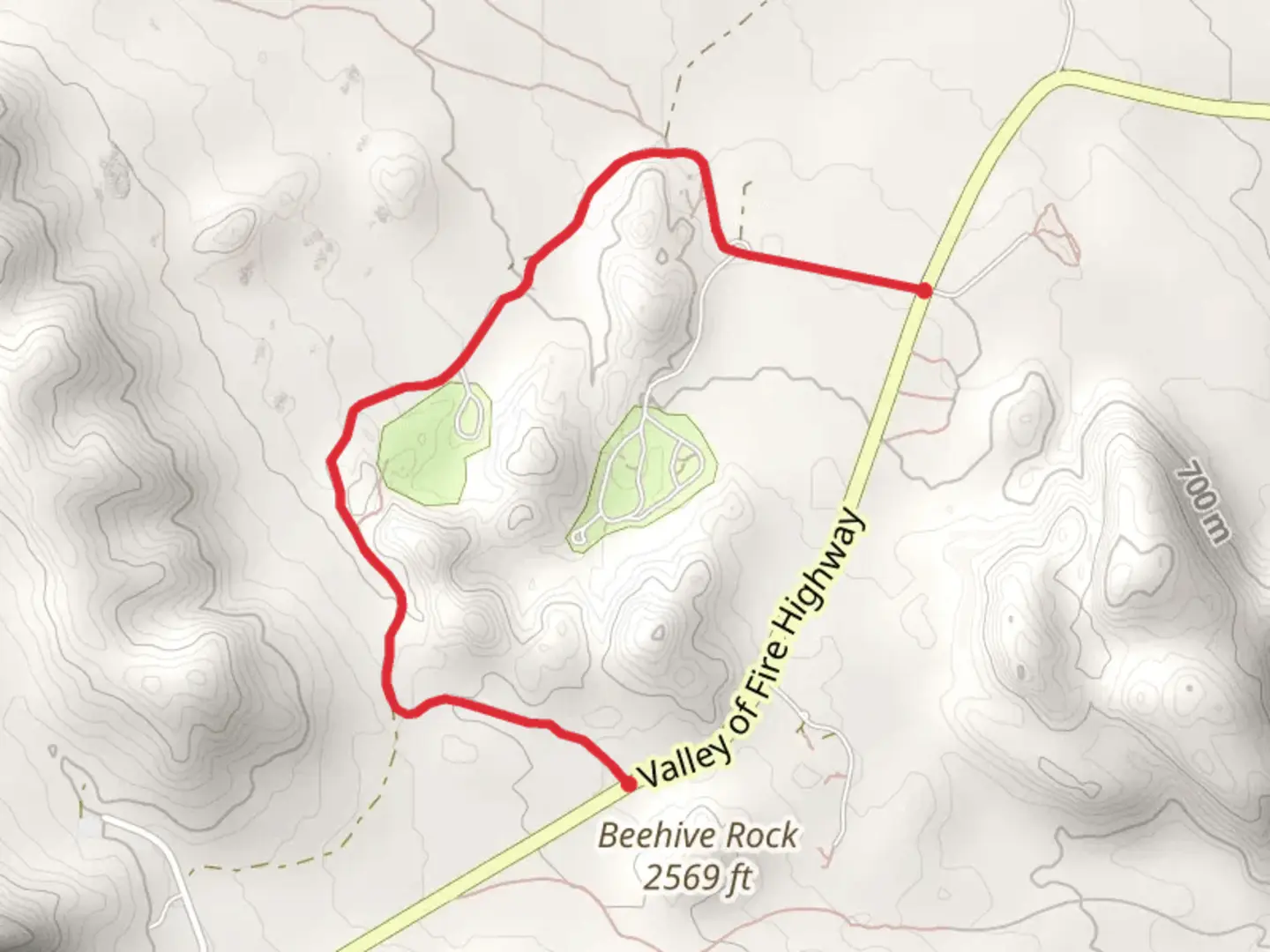 An image depicting the trail Scenic Loop Road - Valley of Fire Highway and its surrounding area.