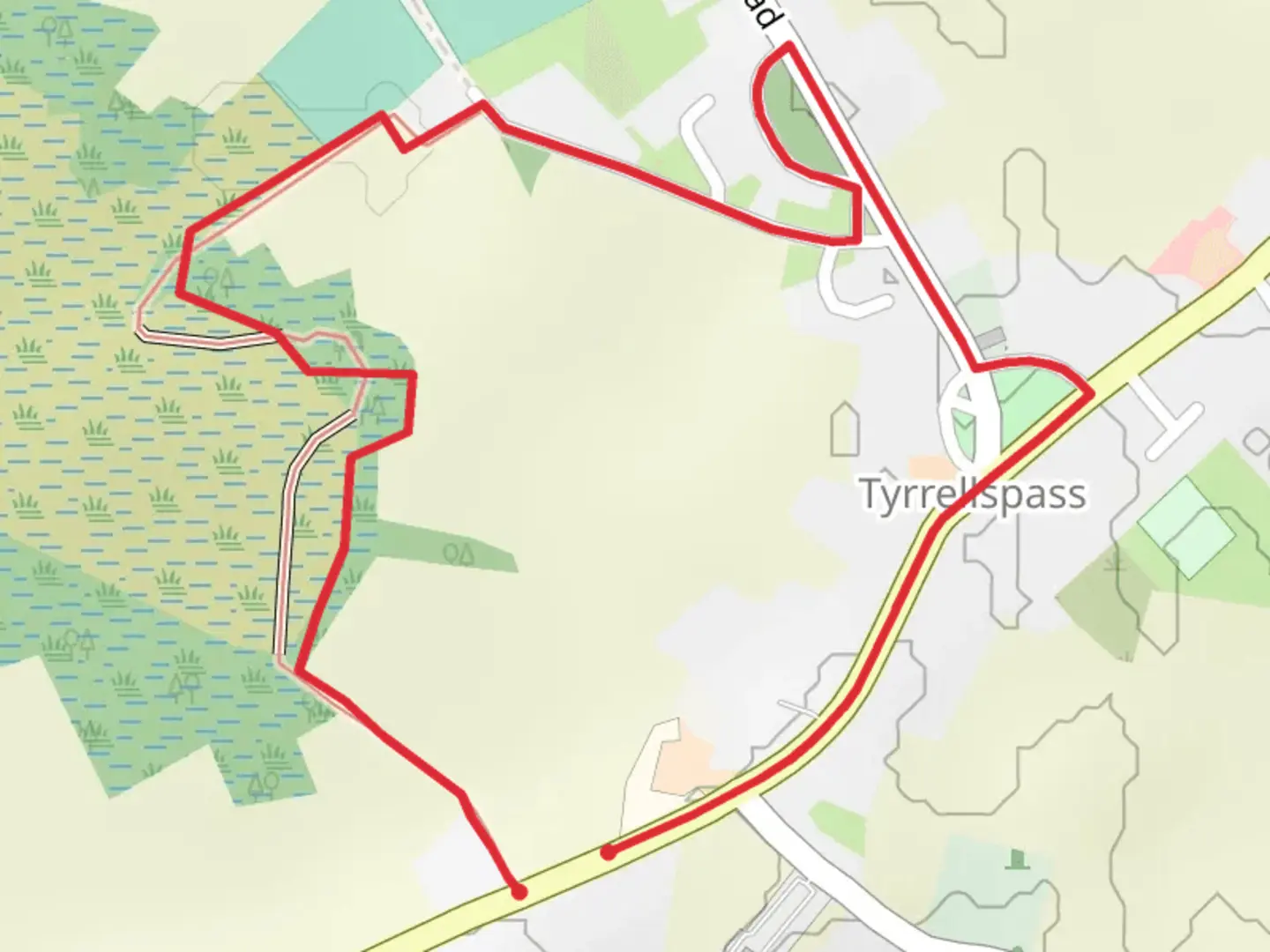 An image depicting the trail Cloncrow Bog and Village Trail and its surrounding area.