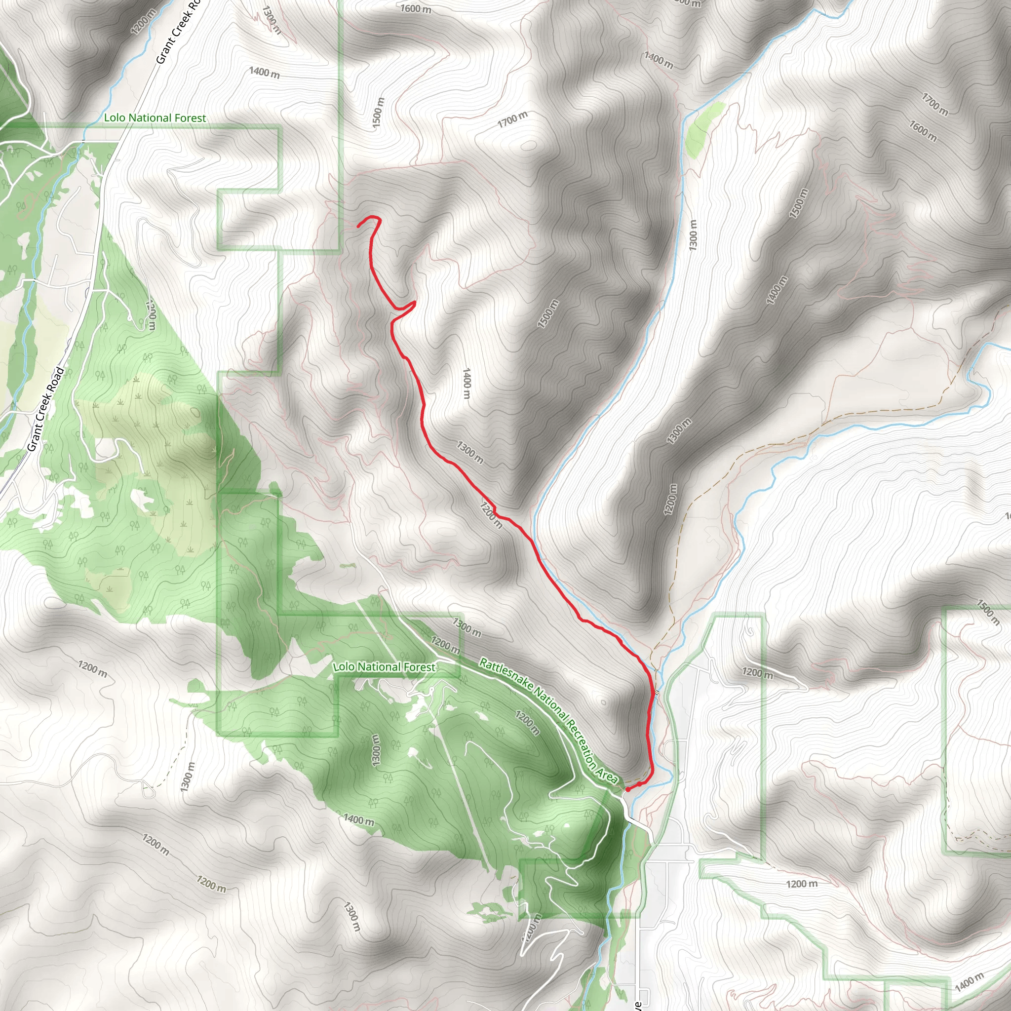 Curry Gulch via Rattlesnake Creek Trail mobile static map