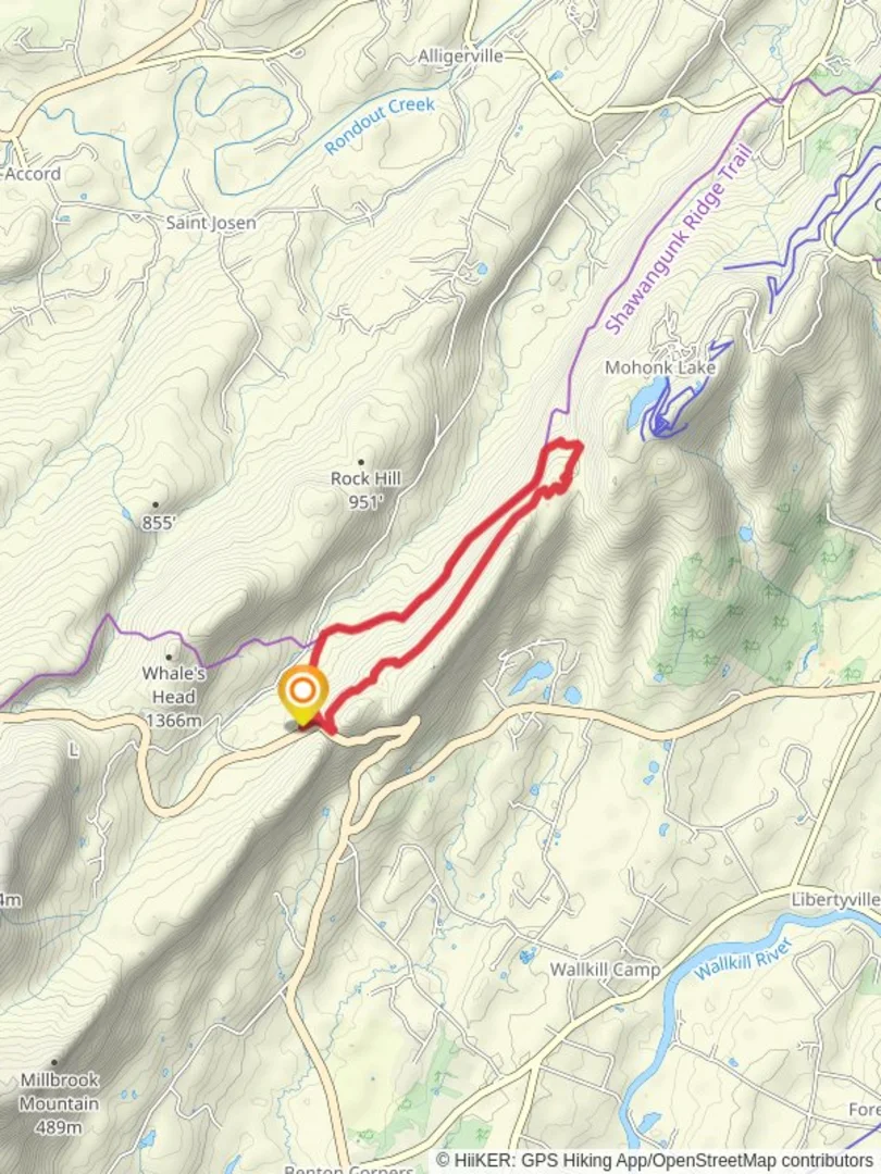An image depicting the trail Shawangunk Ridge Loop Trail and its surrounding area.