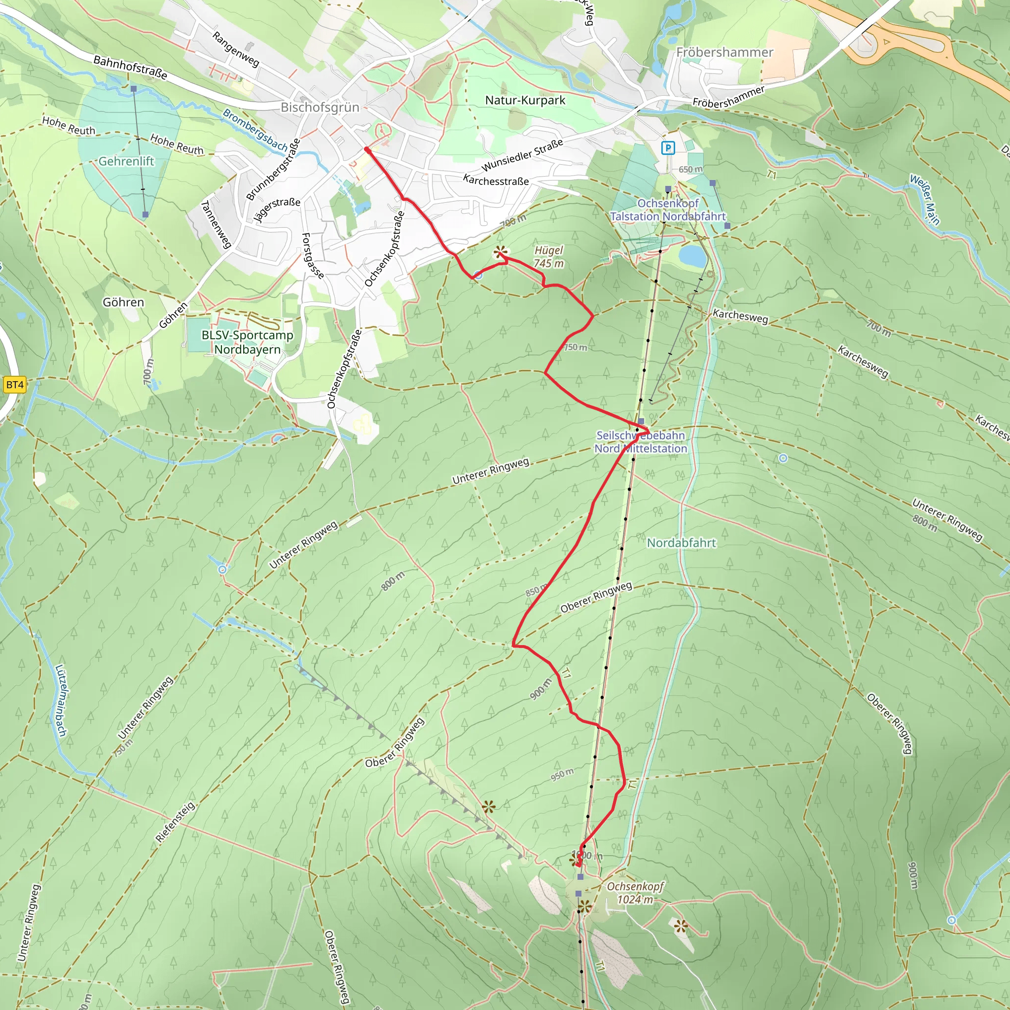 Schneeloch and Ochsenkopf Wahrzeichenfelsen via Fraenkischer Gebirgsweg Teil mobile static map
