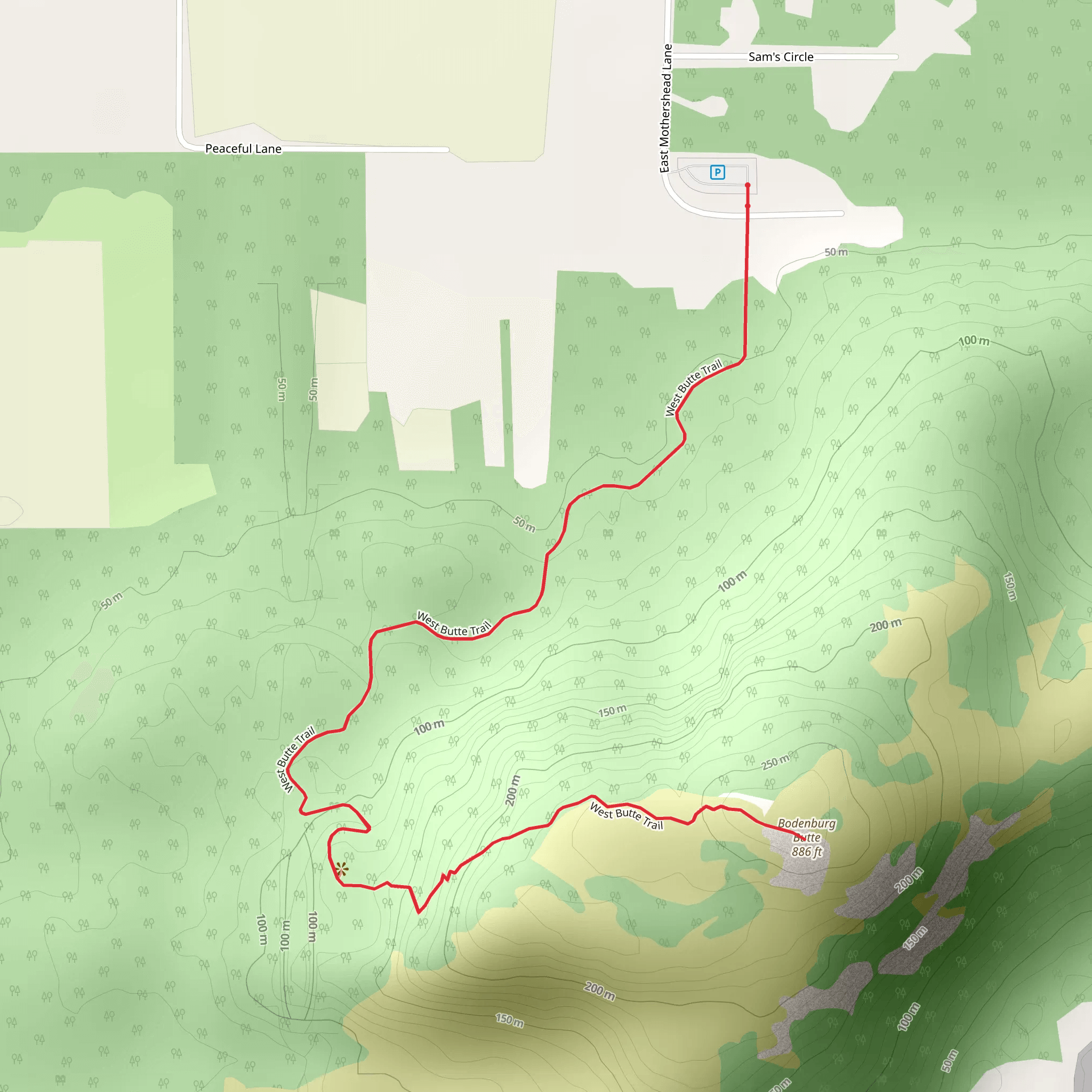 Bodenburg Butte via West Butte Trail mobile static map