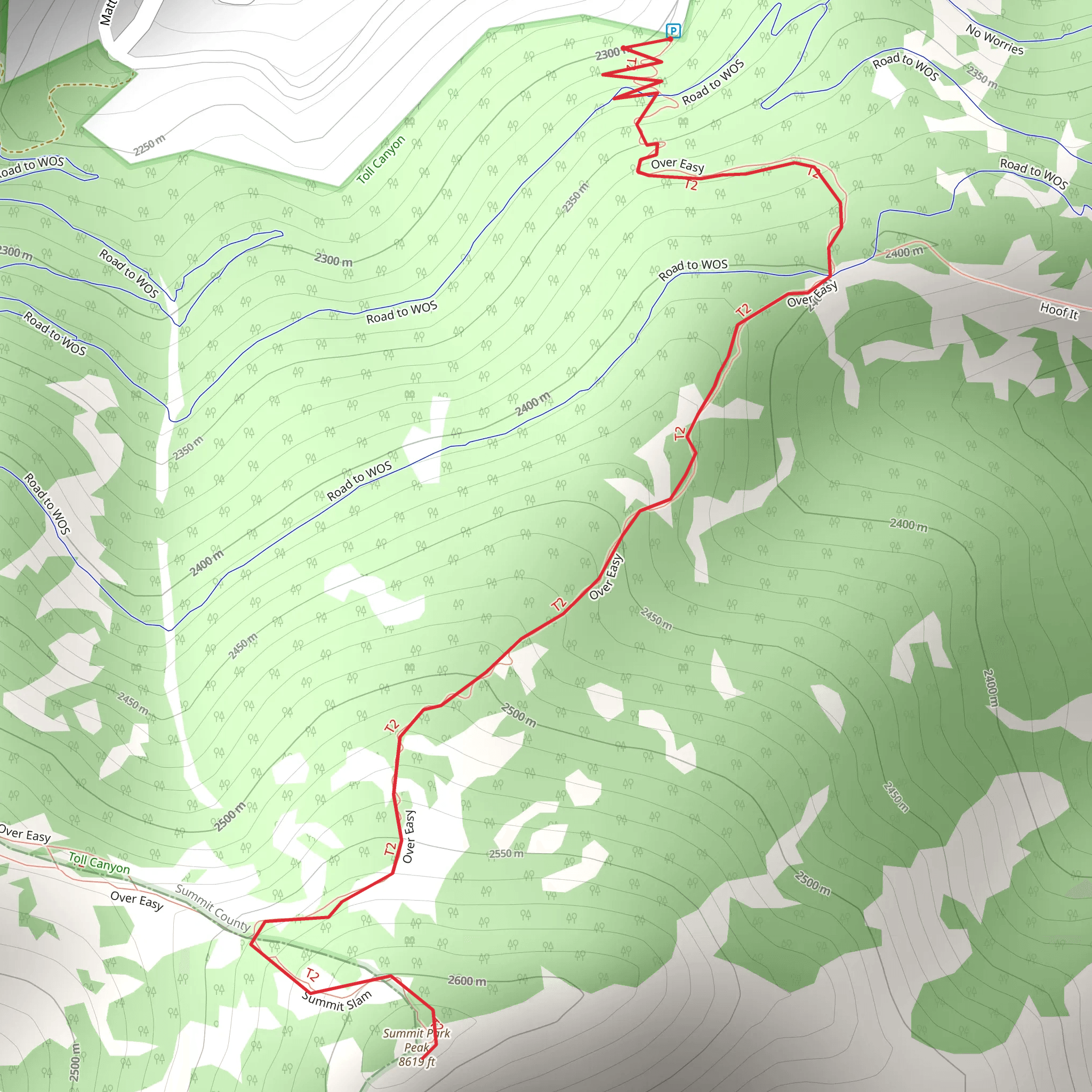 Summit Park Peak via Over Easy mobile static map