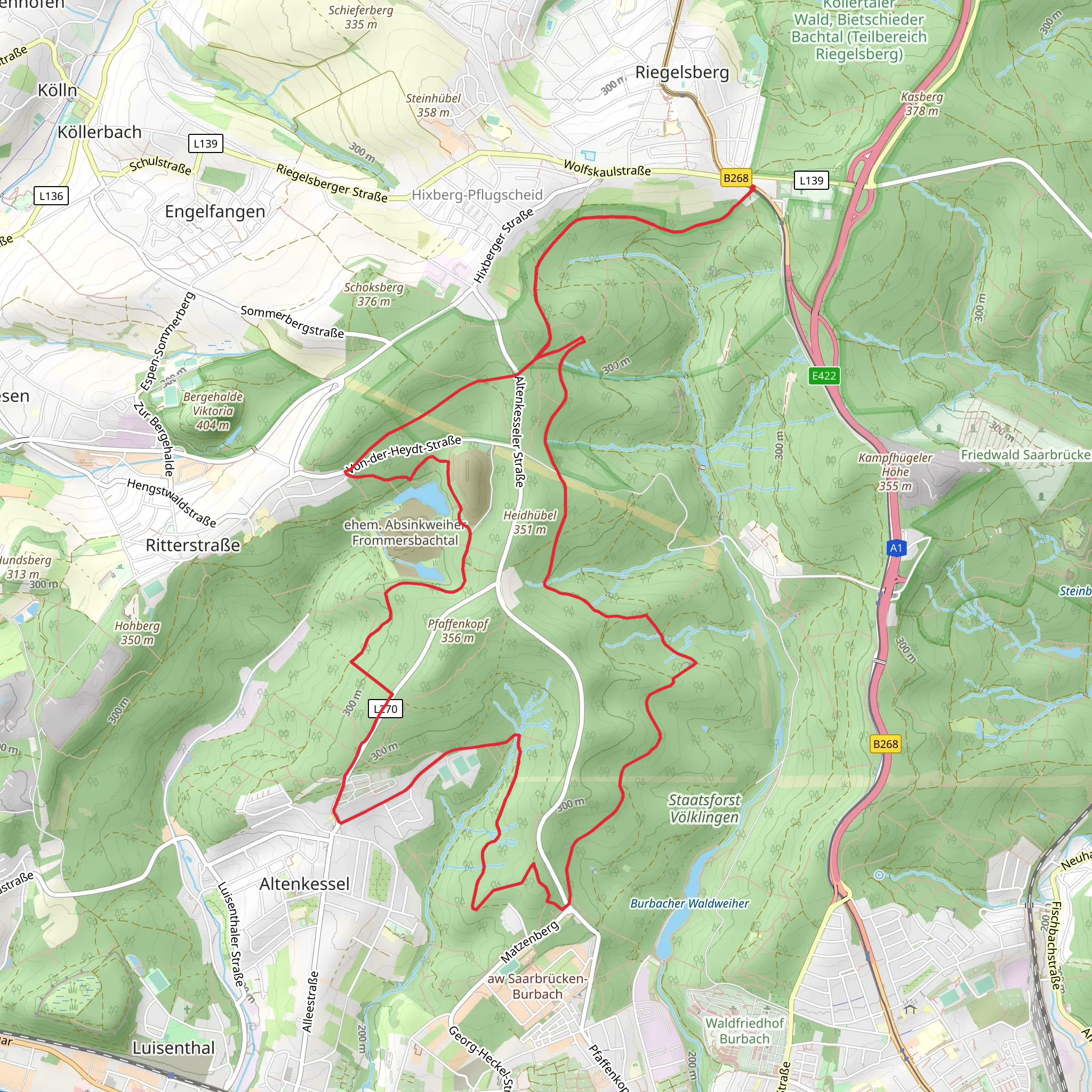 Kollertaler Wald and Altenkessel Loop mobile static map