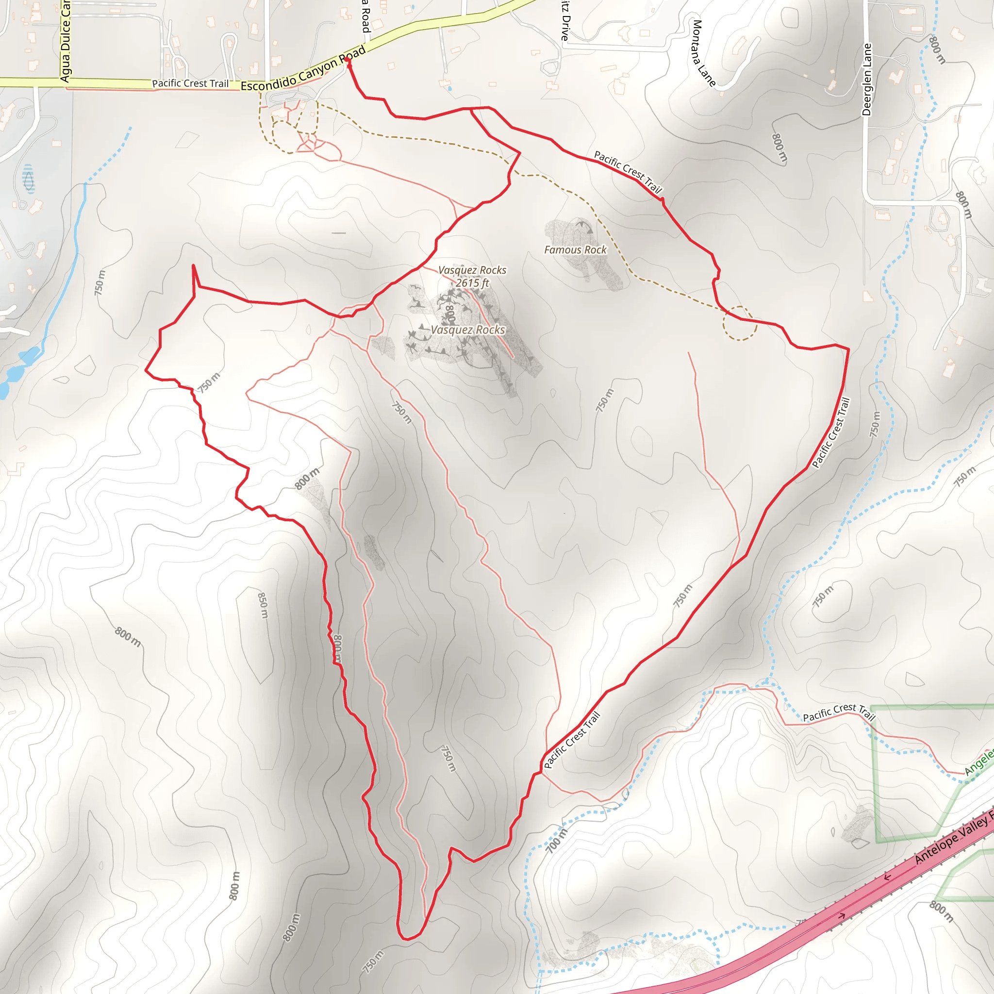 Vasquez Rocks Loop via PCT mobile static map