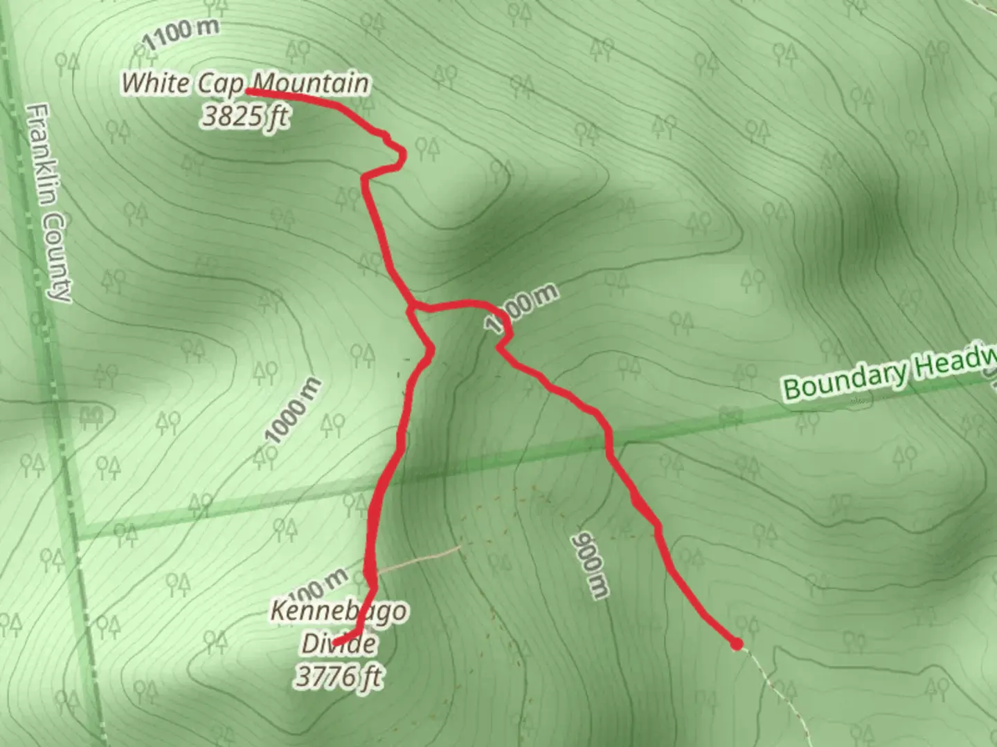 An image depicting the trail White Cap Mountain and Kennebago Divide and its surrounding area.