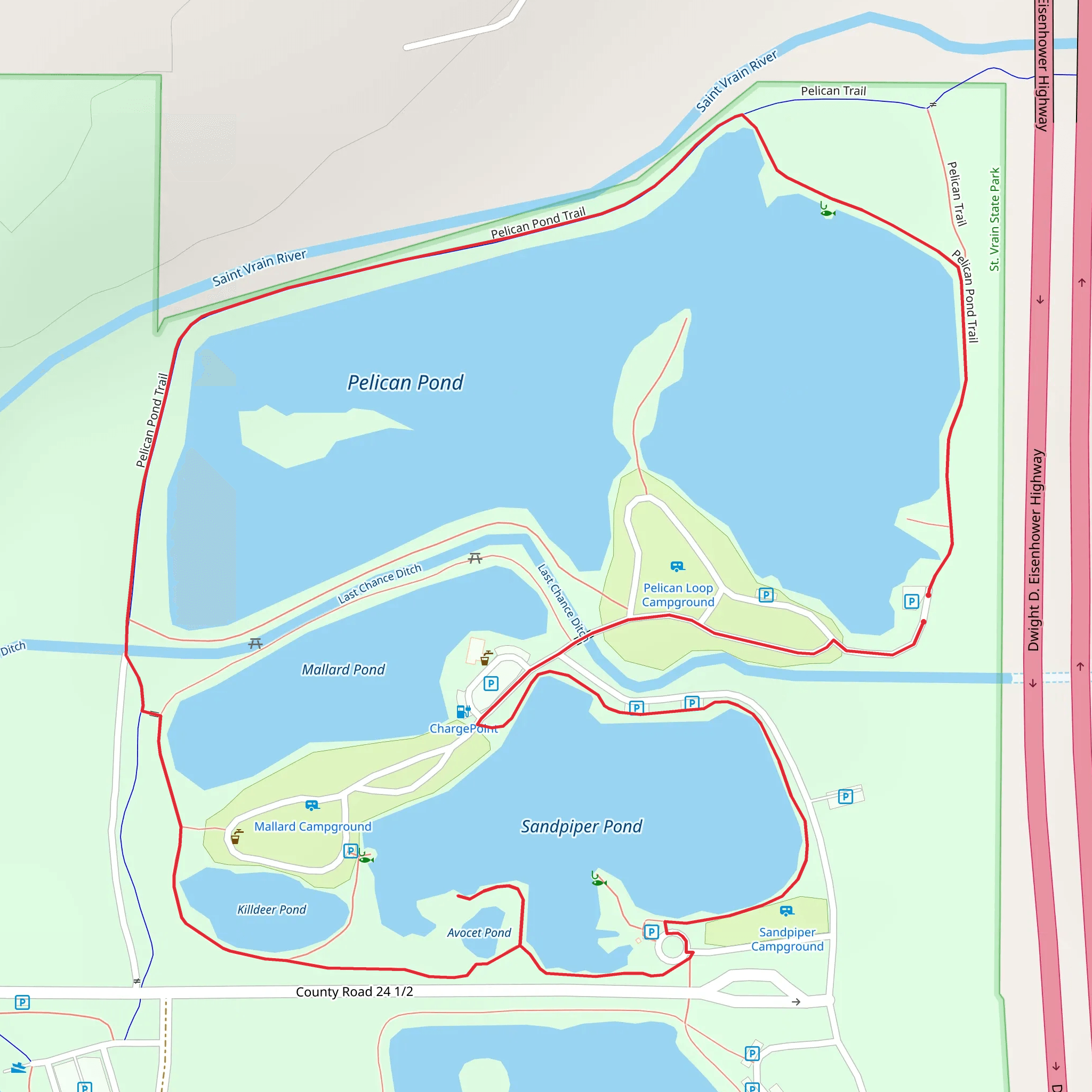 Pelican, Mallard and Sandpiper Pond Loop mobile static map