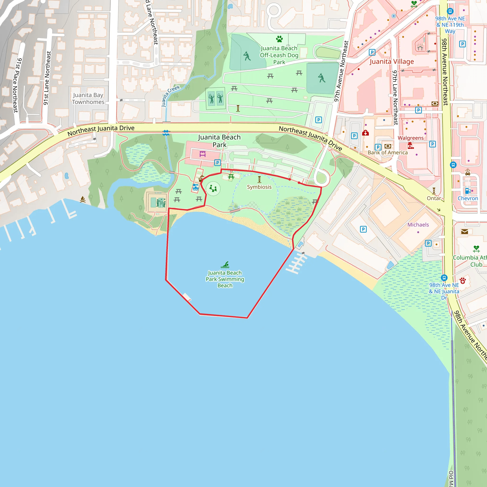 Juanita Beach Park Loop mobile static map