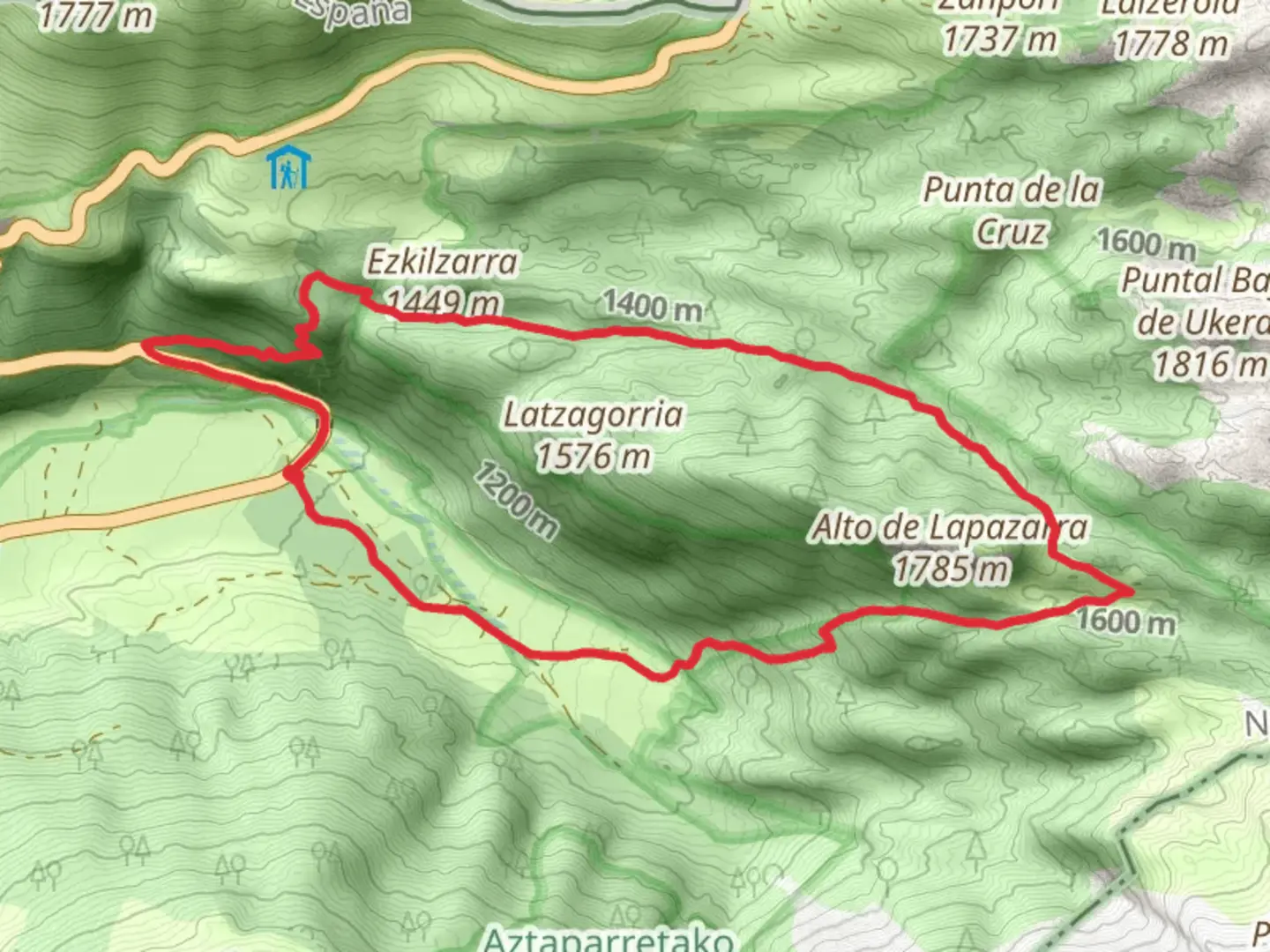 An image depicting the trail Larreria-Zemeto PR NA 203 and its surrounding area.