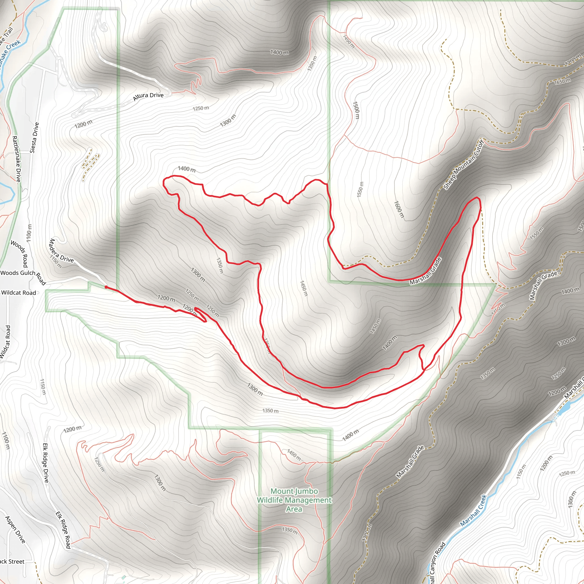 Woods Gulch and Three Larch Loop mobile static map