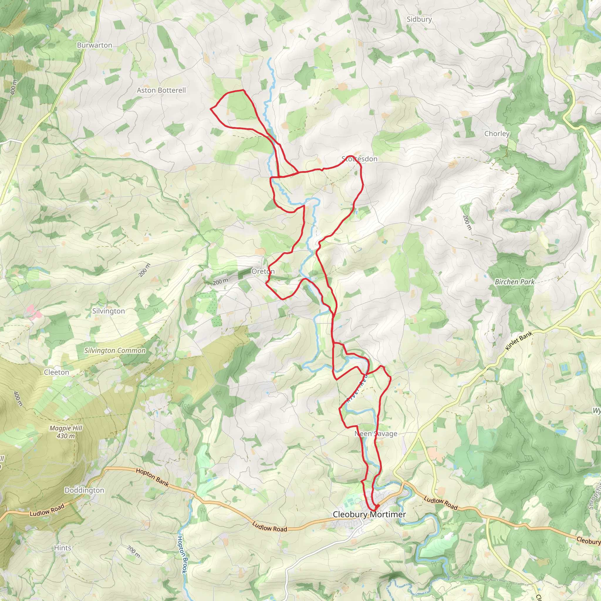 Loop Walk from Cleobury Mortimer via Jack Mytton Way mobile static map