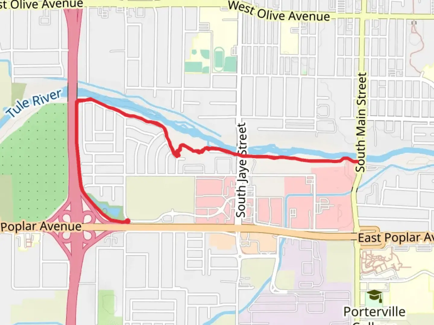 An image depicting the trail Tule River Parkway and its surrounding area.