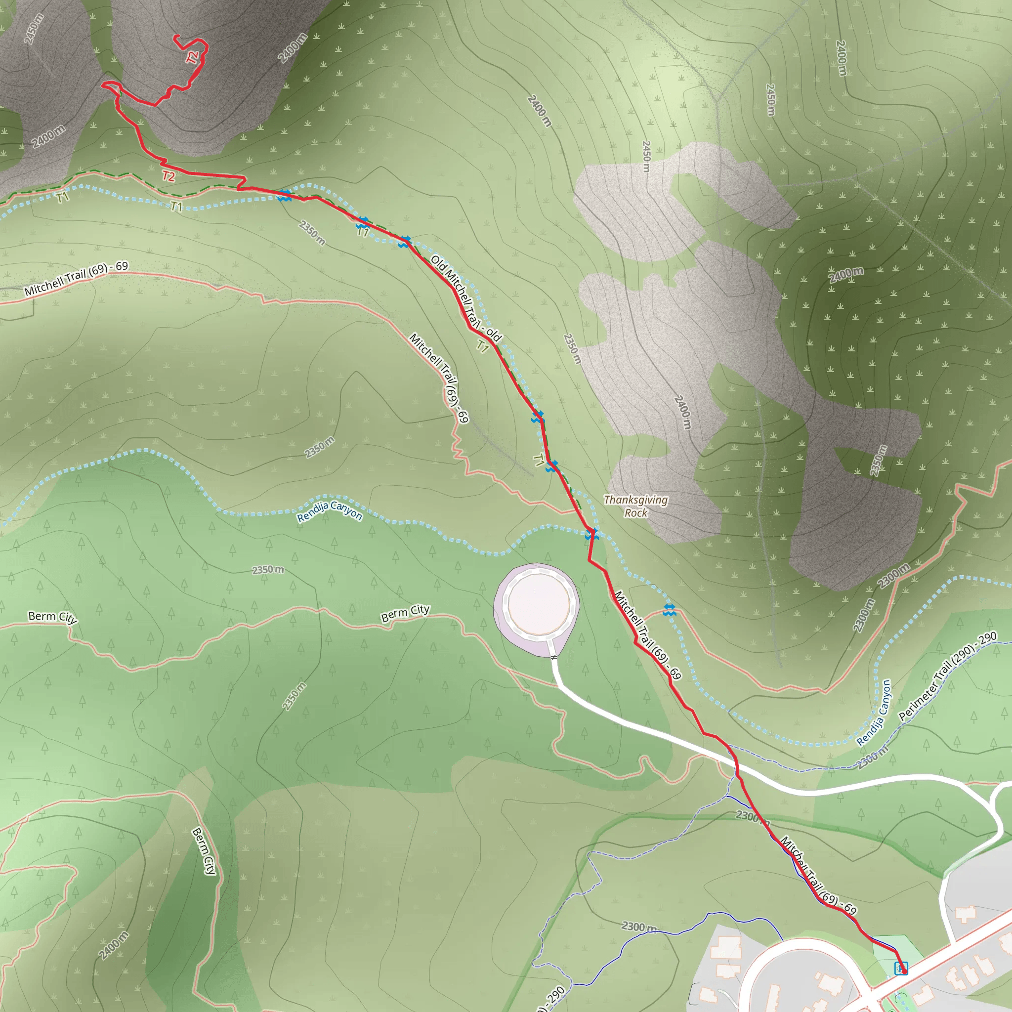 Natural Arch Trail via Mitchell Trail mobile static map