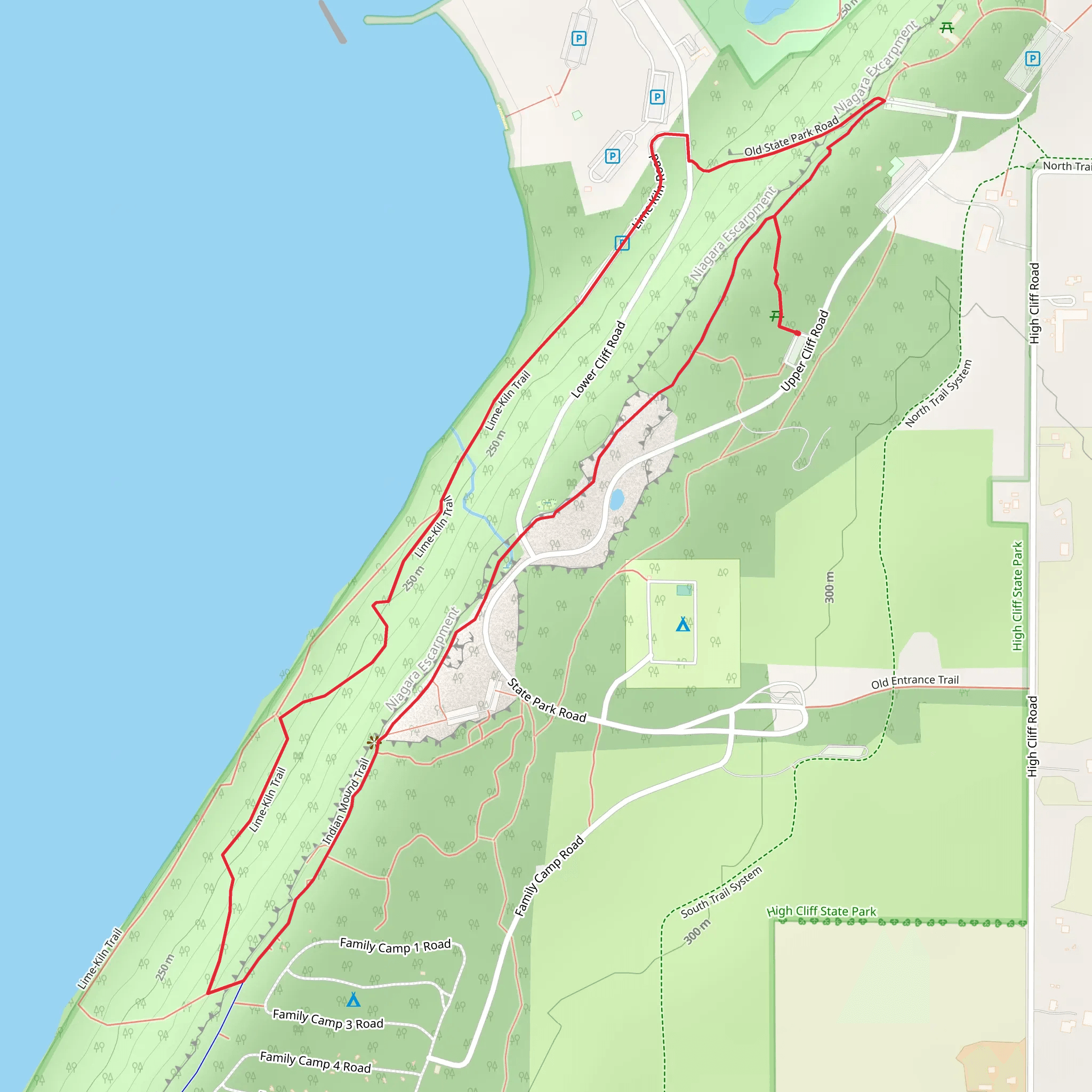 Lime-Kiln Trail and Indian Mound Trail mobile static map