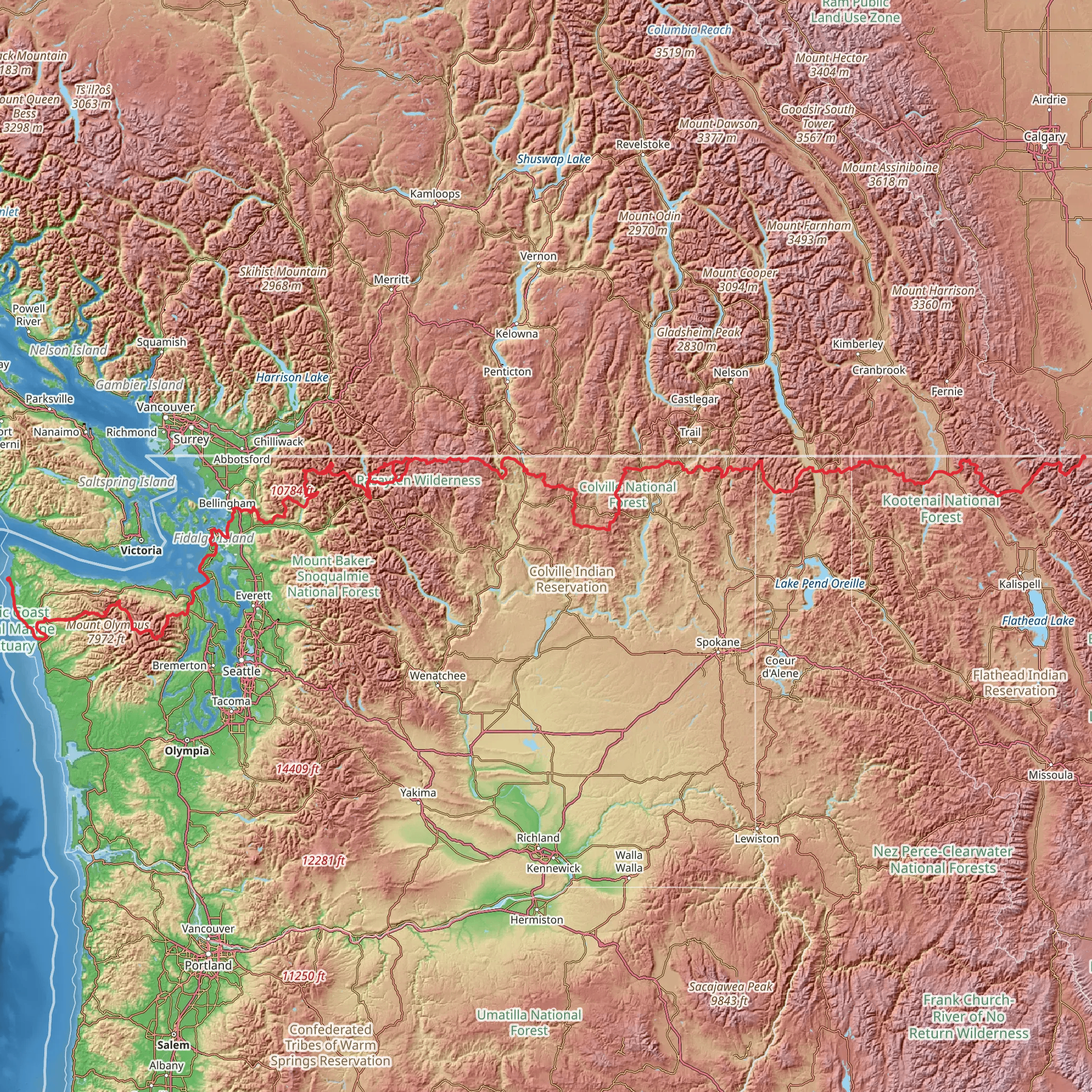 Pacific Northwest Trail mobile static map
