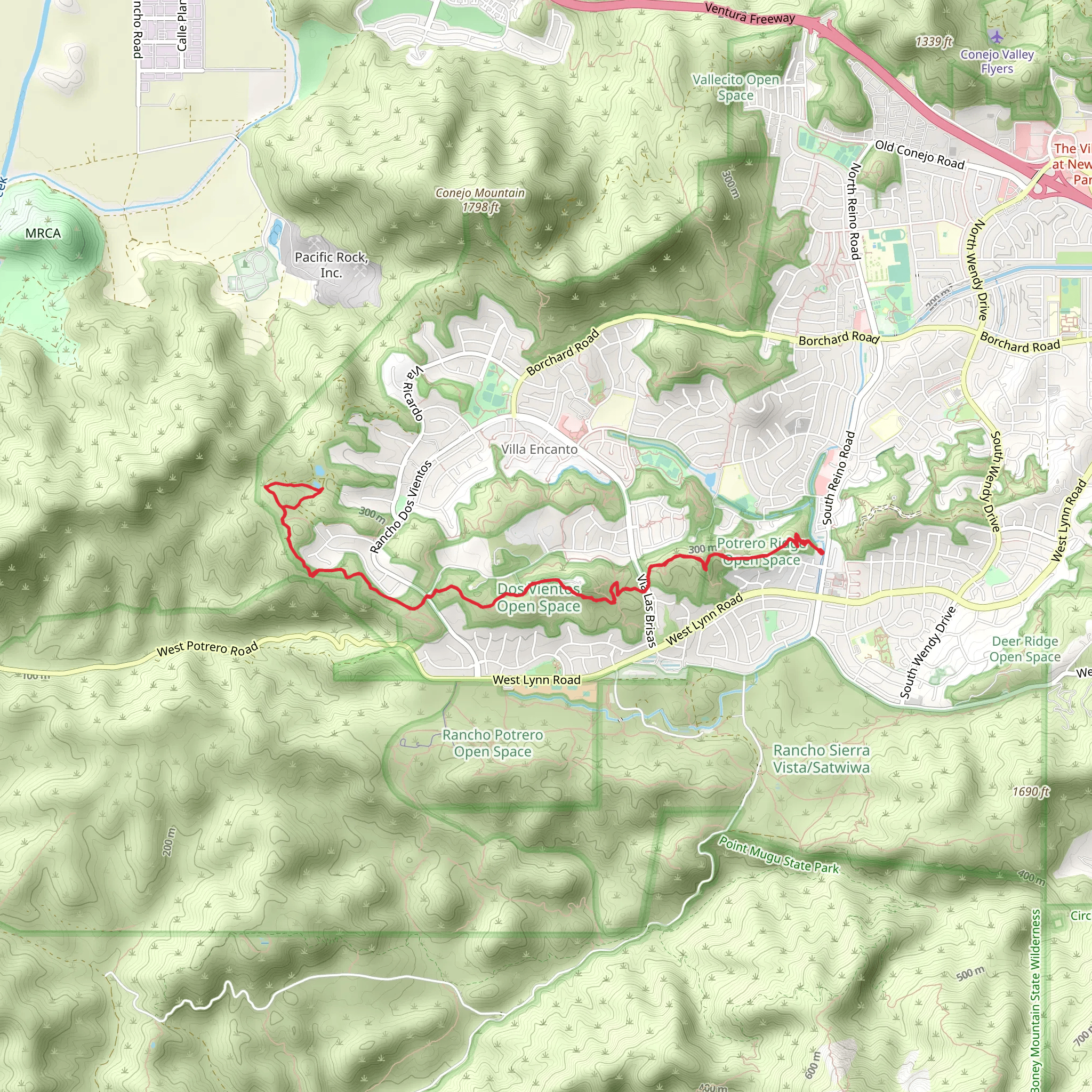 Potrero Ridge, Sumac Trail and Siera Vista Trail Walk mobile static map