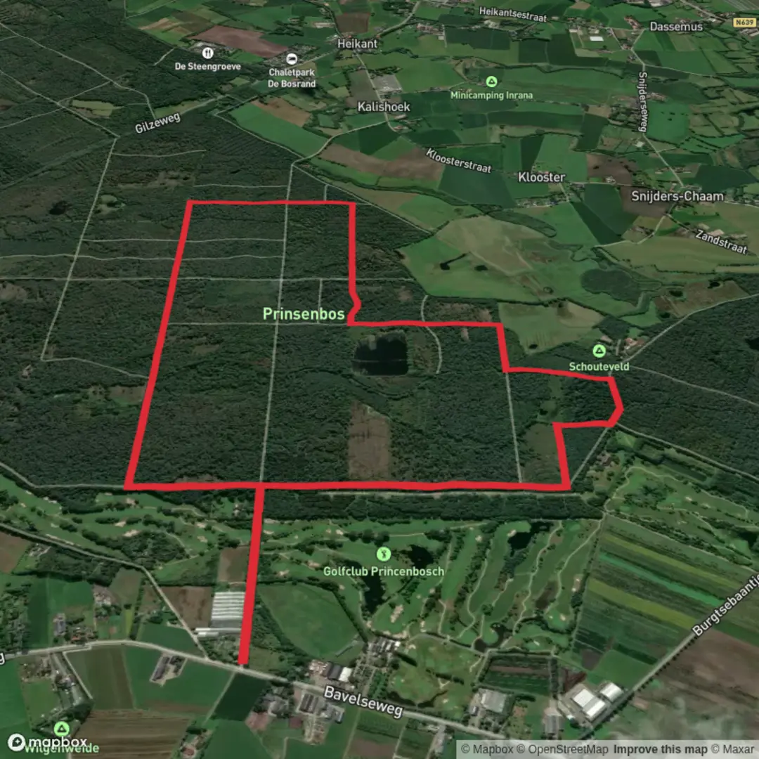 An image depicting the trail Prinsenbos Loop and its surrounding area.