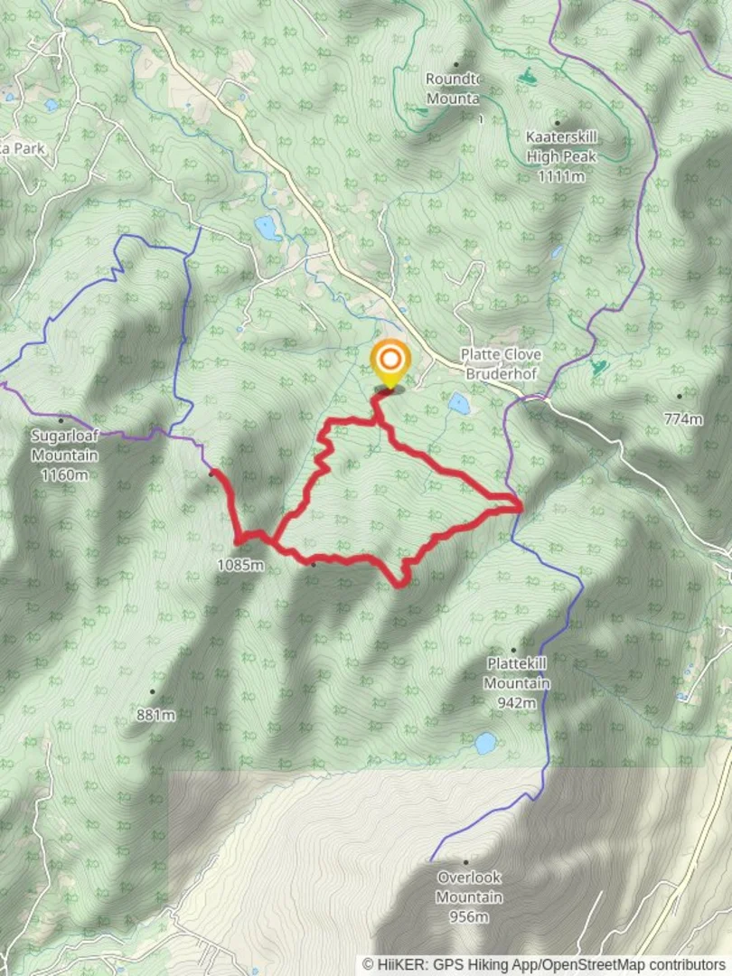 An image depicting the trail Twin Mountain - Indian Head Mountain via Devil's Path and its surrounding area.