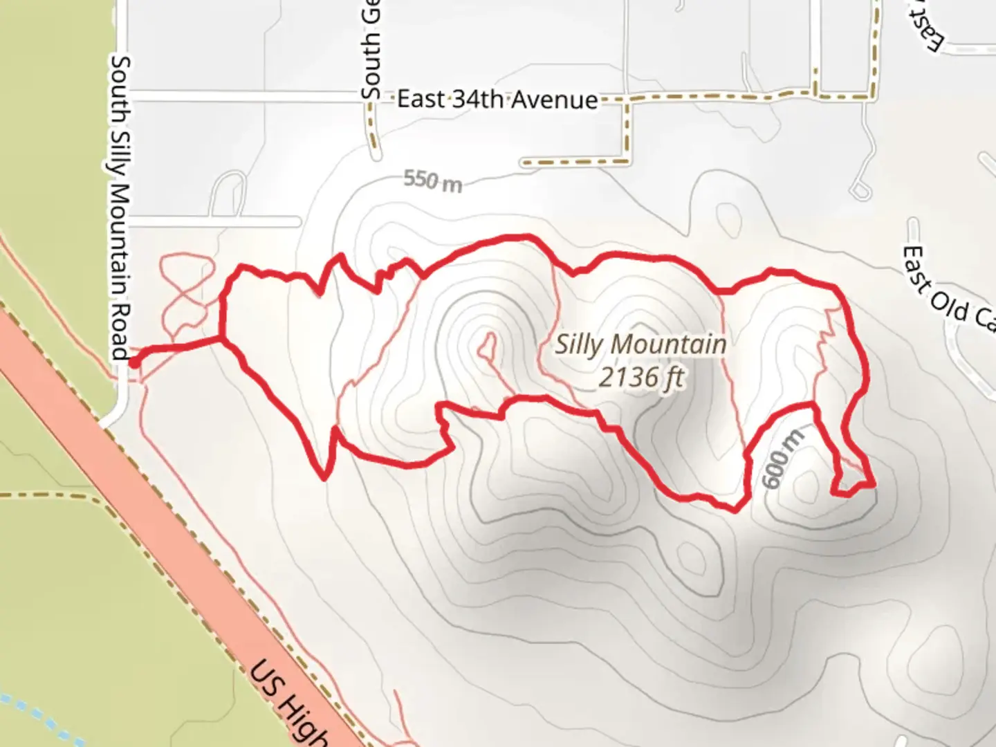 An image depicting the trail Silly Mountain- Crest and Superstition View Loop Trail and its surrounding area.
