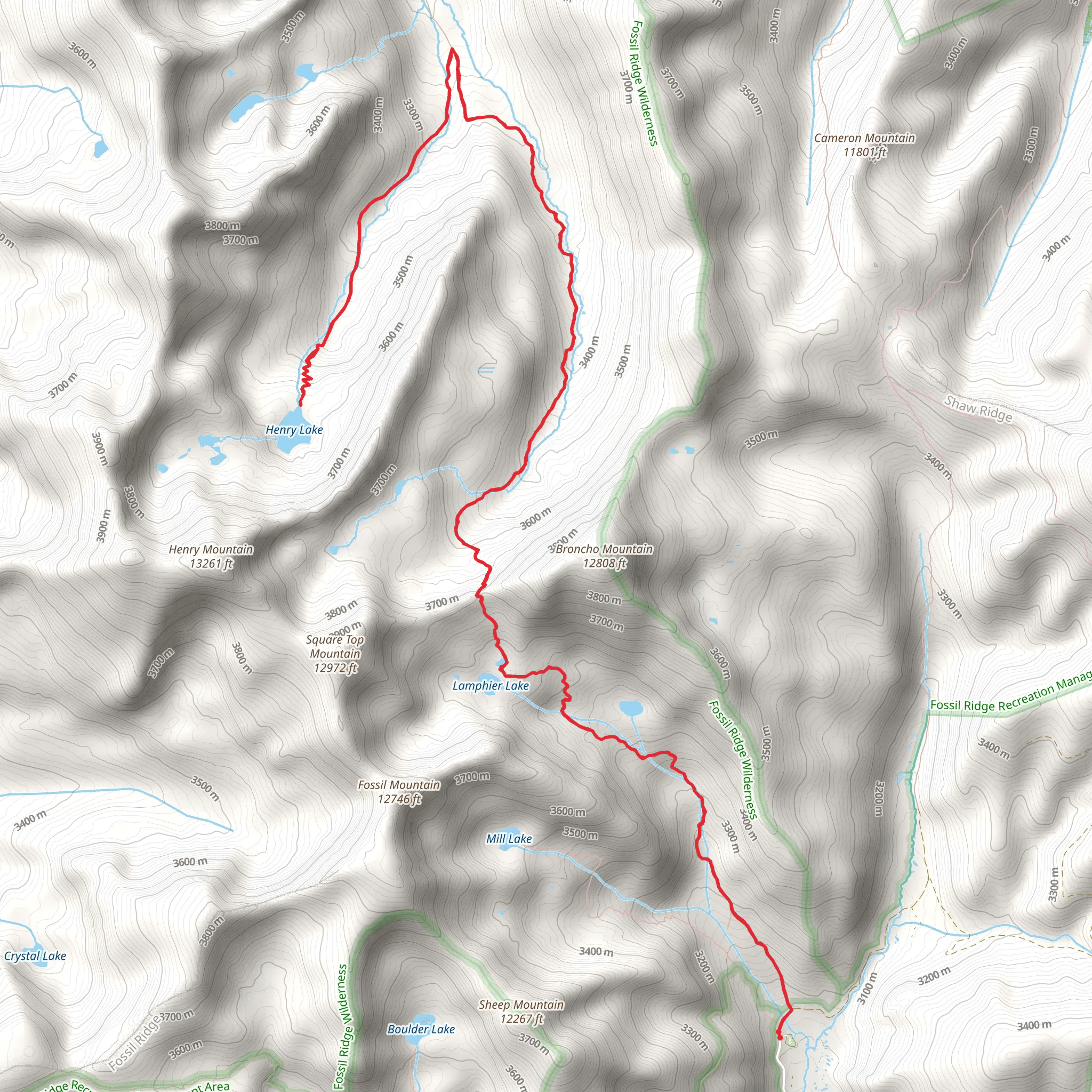 Henry Lake via South Lottis Trail mobile static map