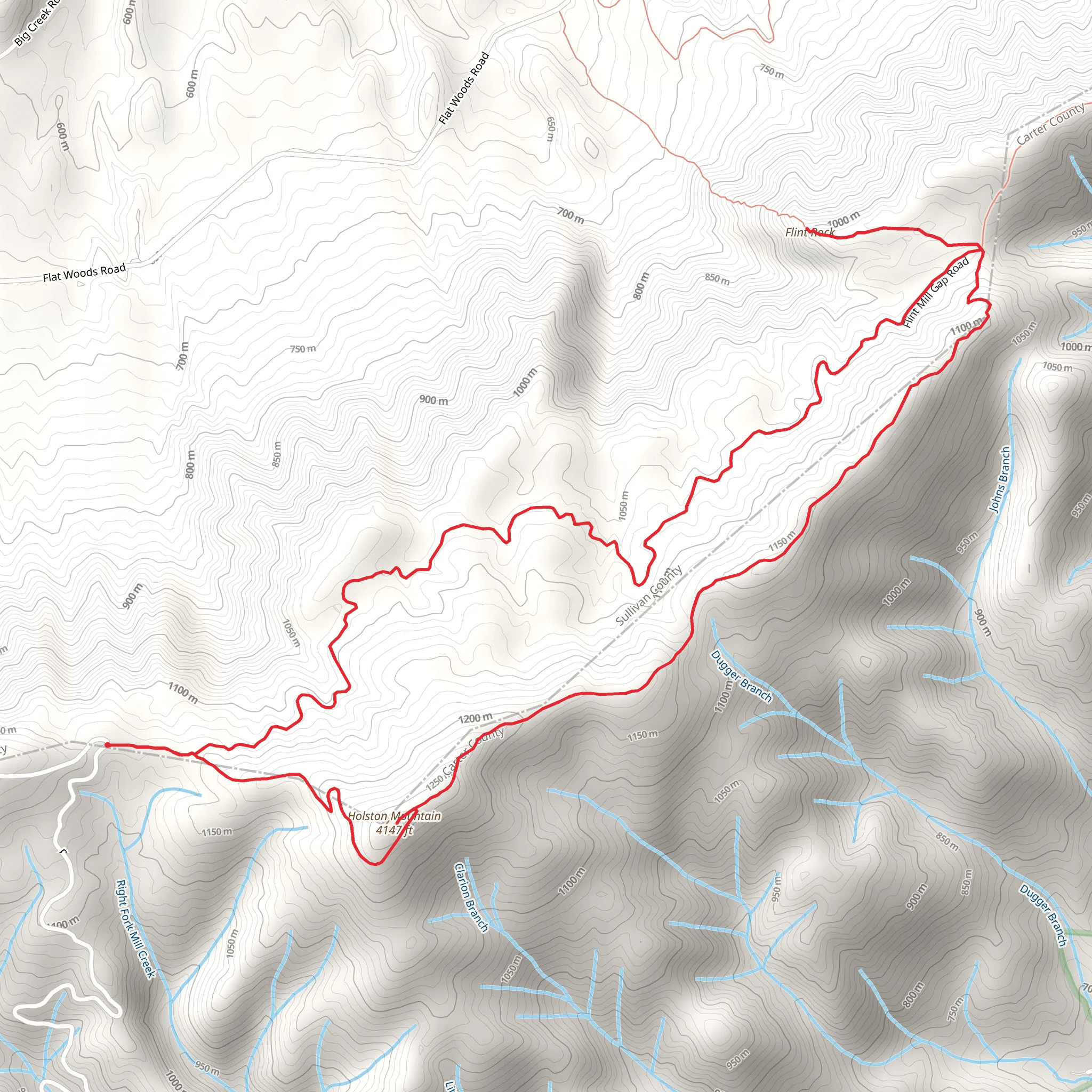 Holston High Knob, Flint Mill Gap and Flint Rock Loop mobile static map