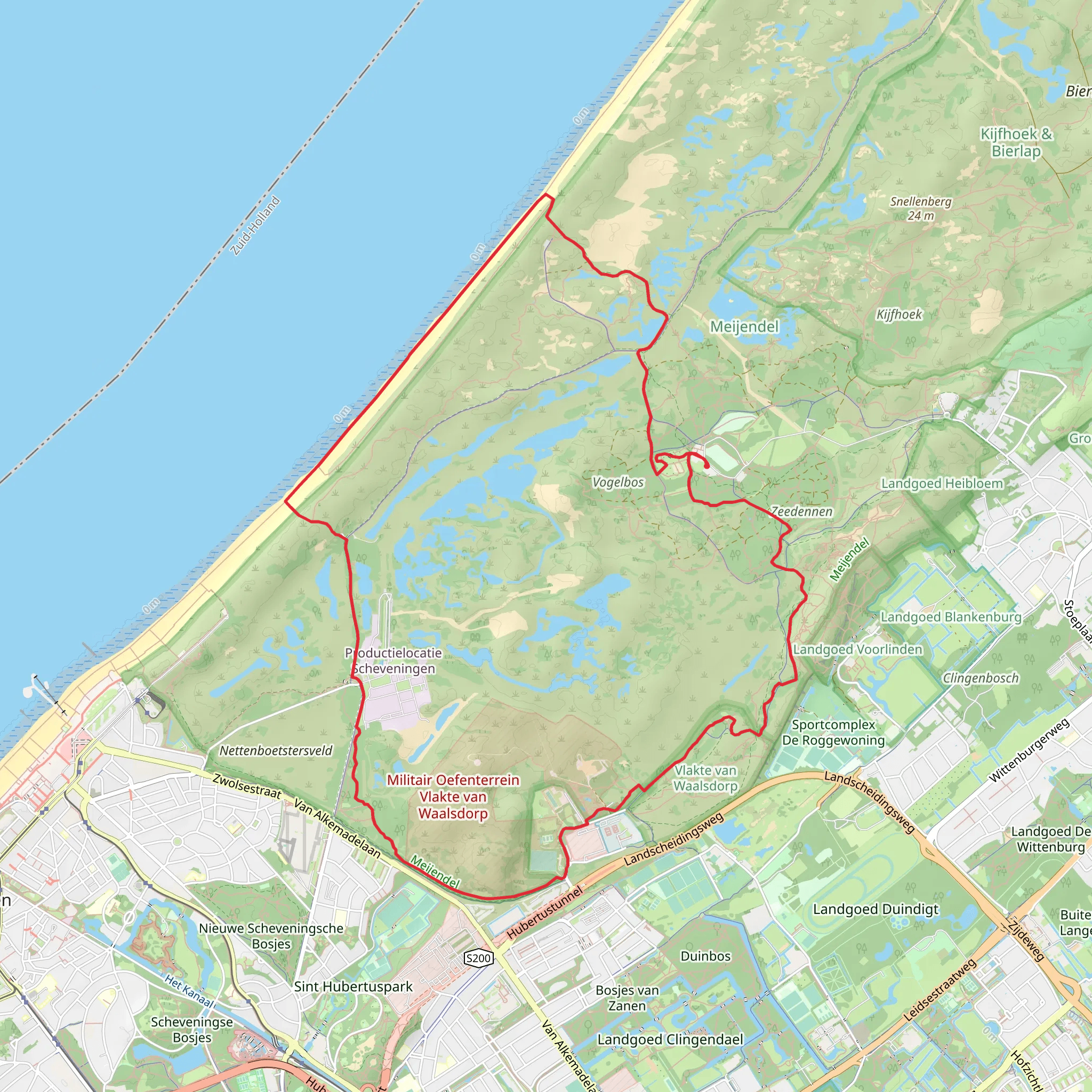 Koningsbosch, Panneduin, Meijendel and klokkenstoel Loop mobile static map