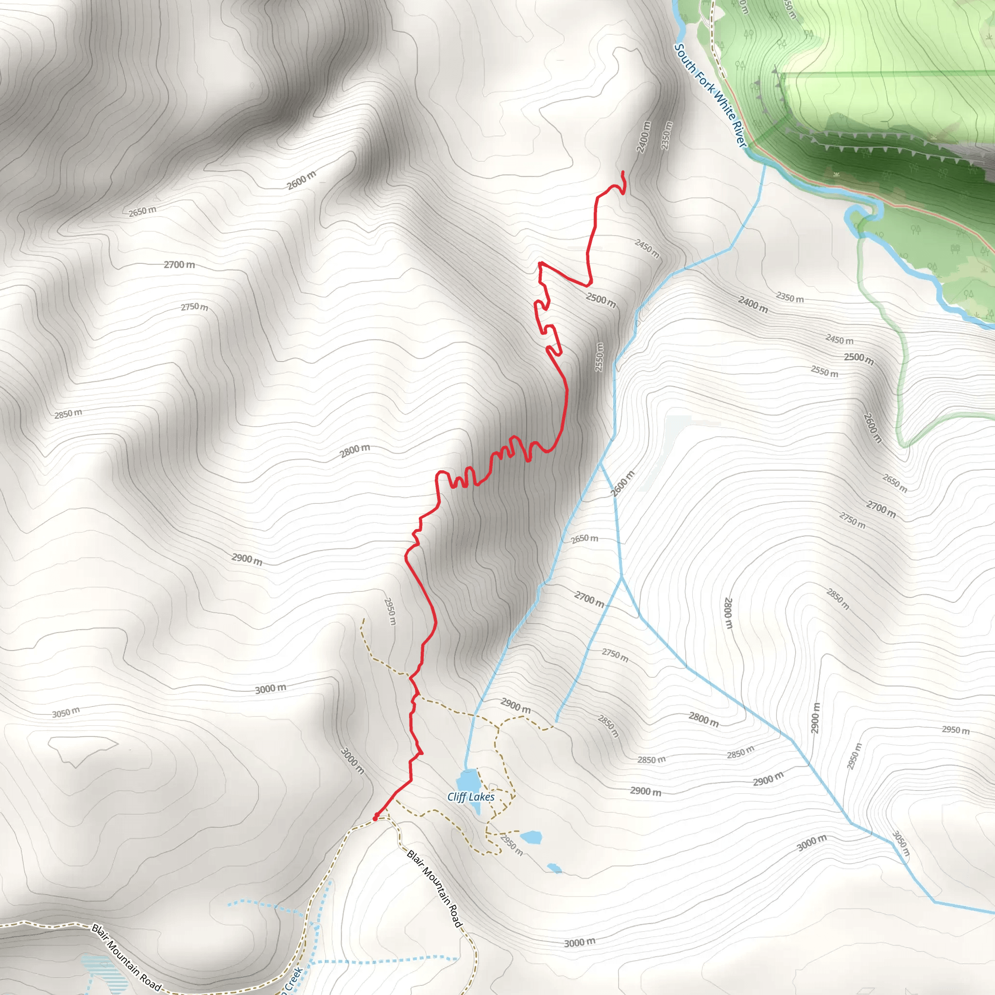 Cliff Lakes Trail mobile static map