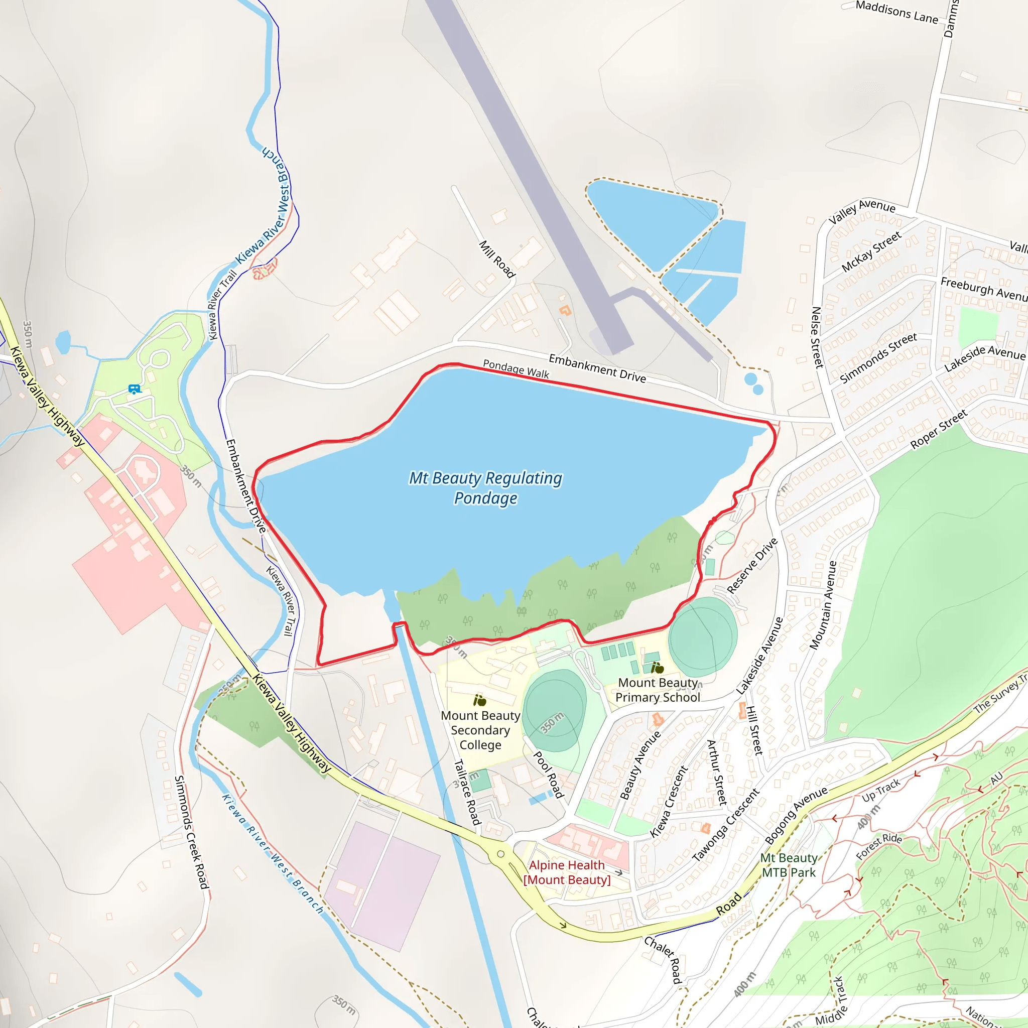 Mount Beauty Pondage Trail mobile static map