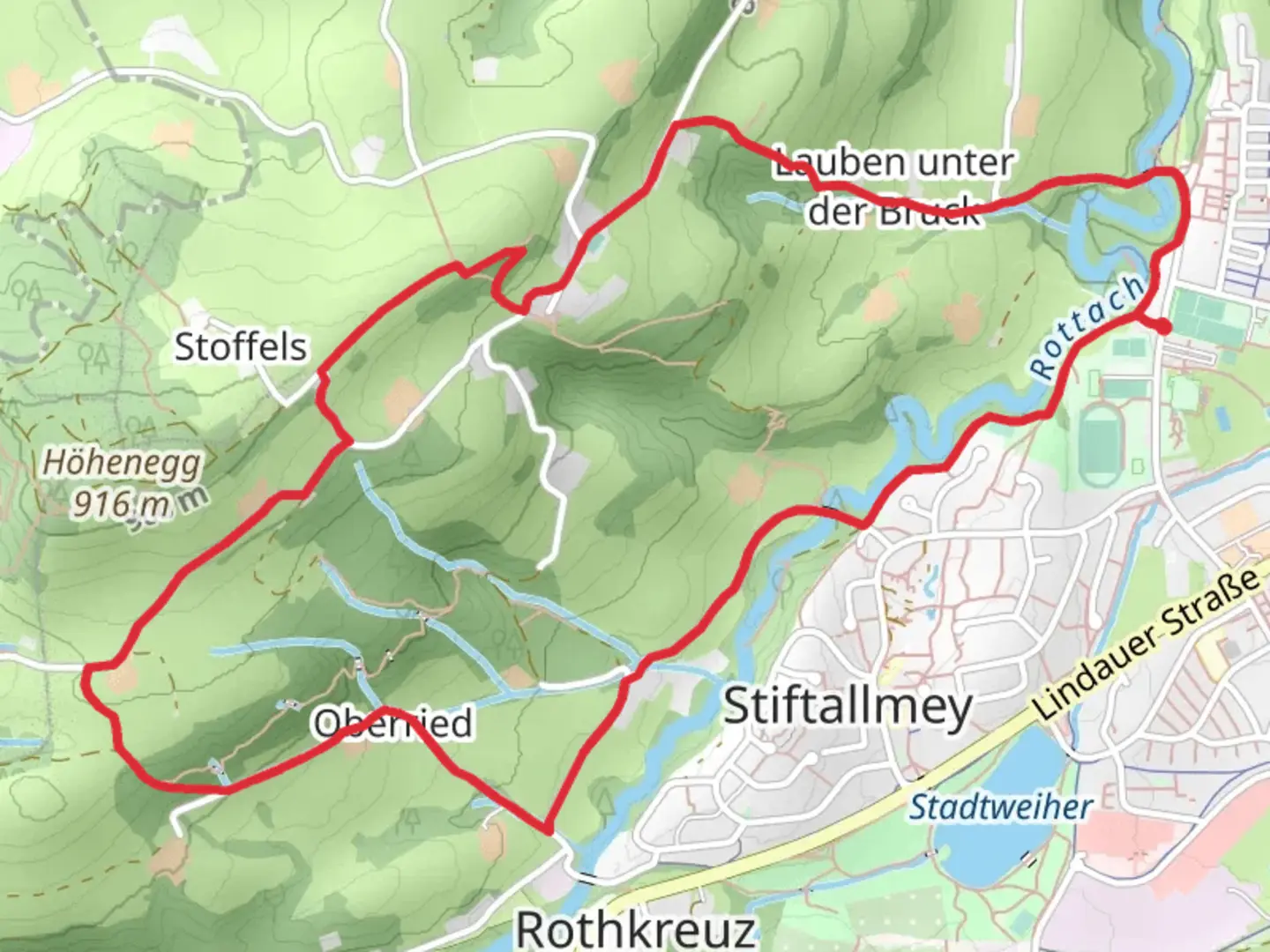 An image depicting the trail Mariaberg Loop and its surrounding area.