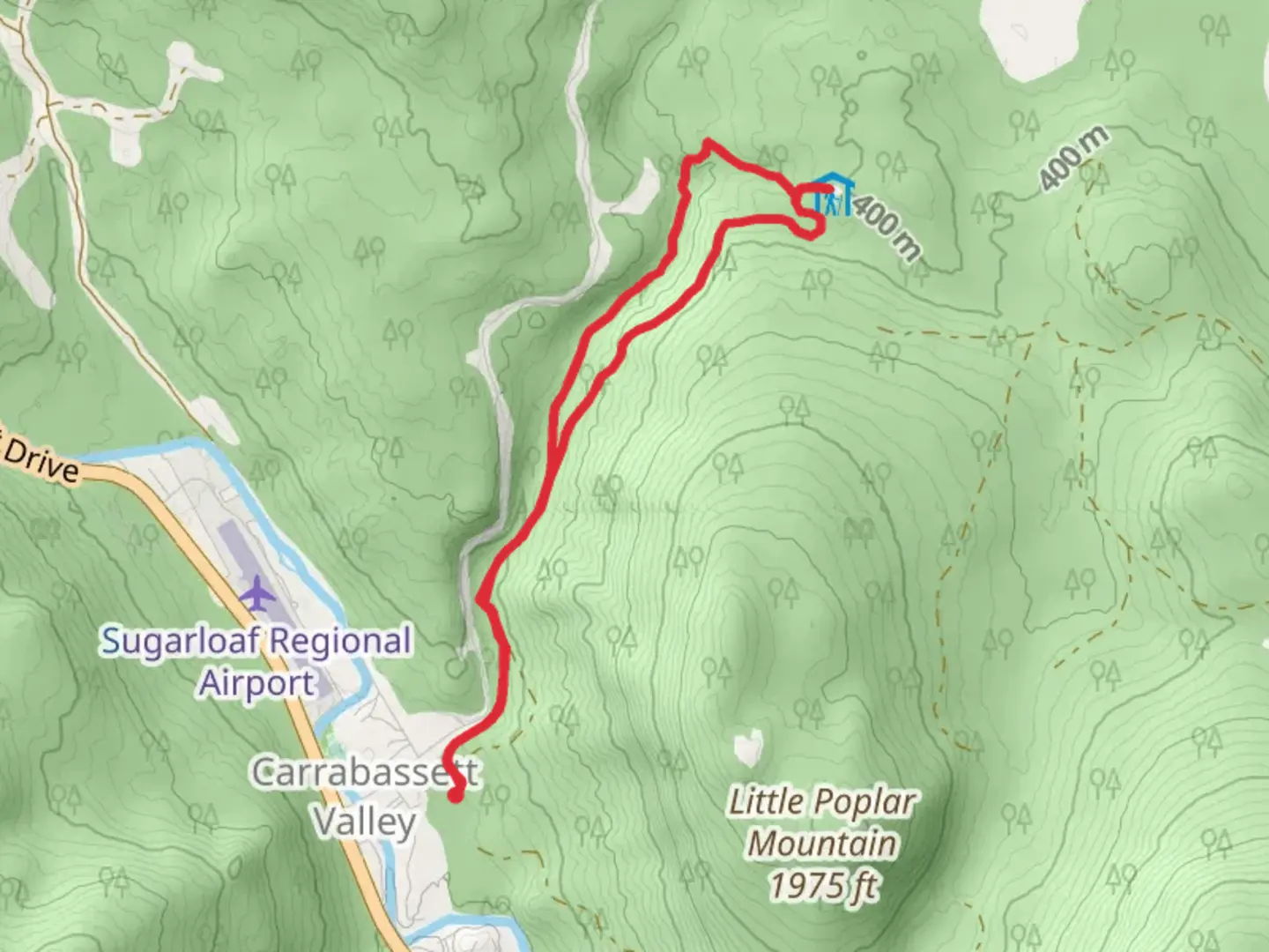 An image depicting the trail Poplar Stream Road and its surrounding area.
