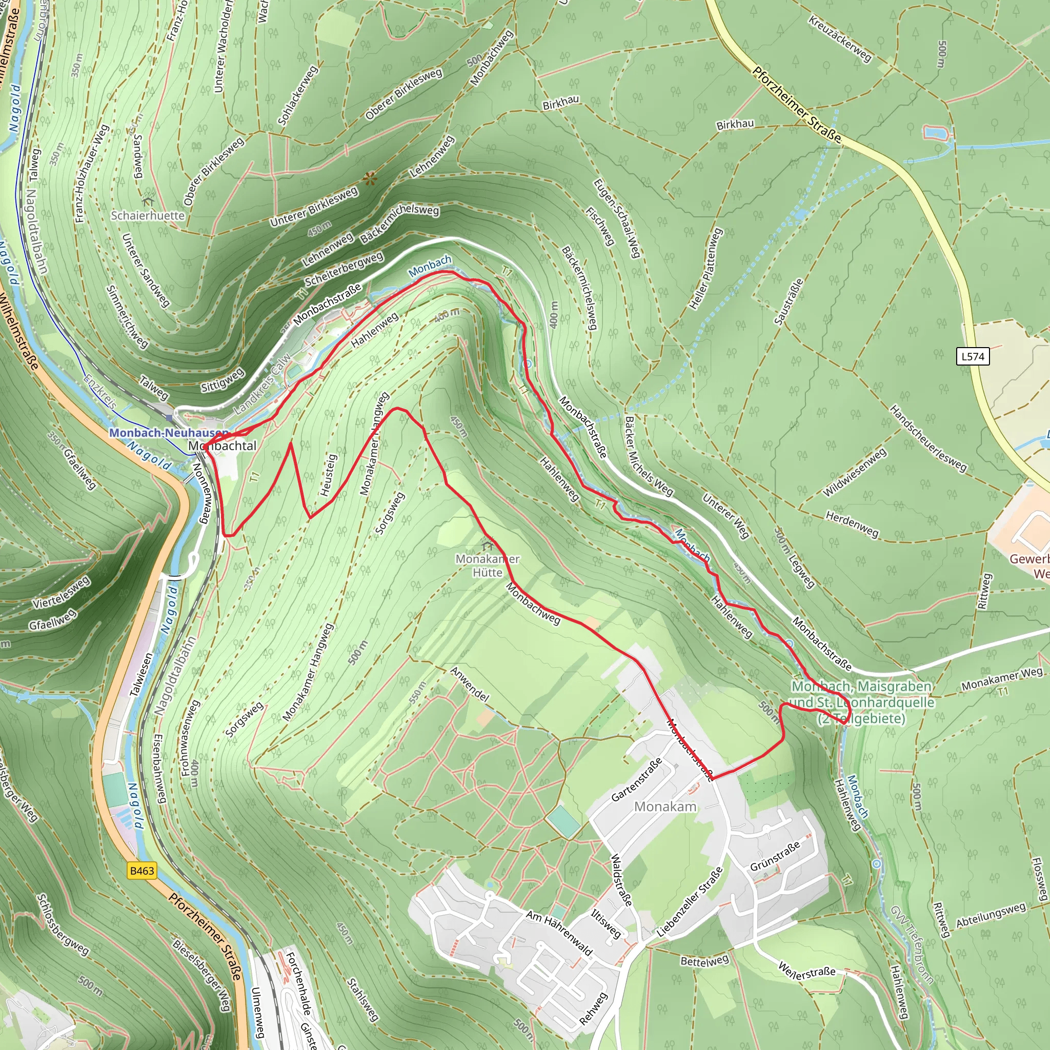 Osteweg and Monbachweg mobile static map