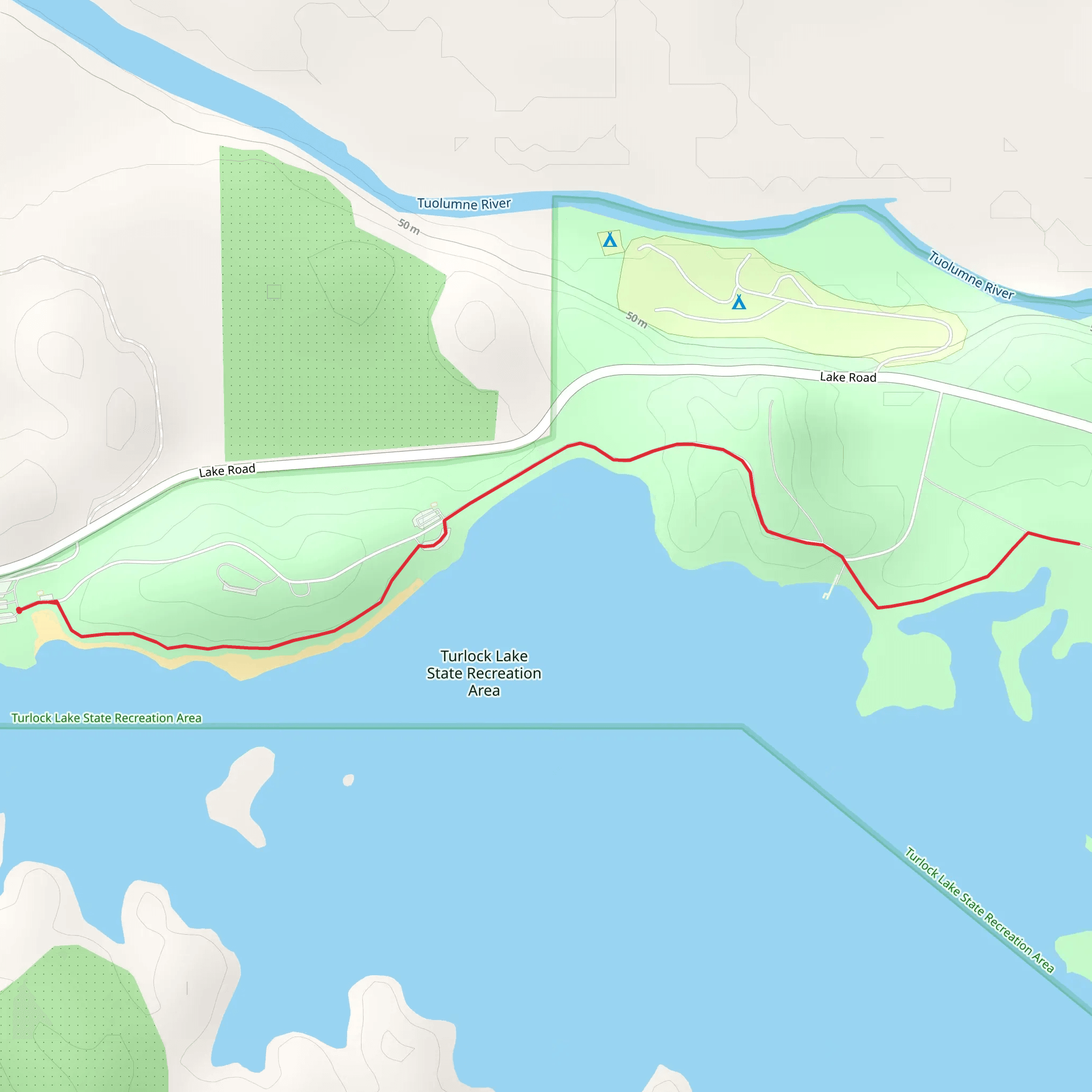 Turlock Lake State Recreation Area Walk mobile static map