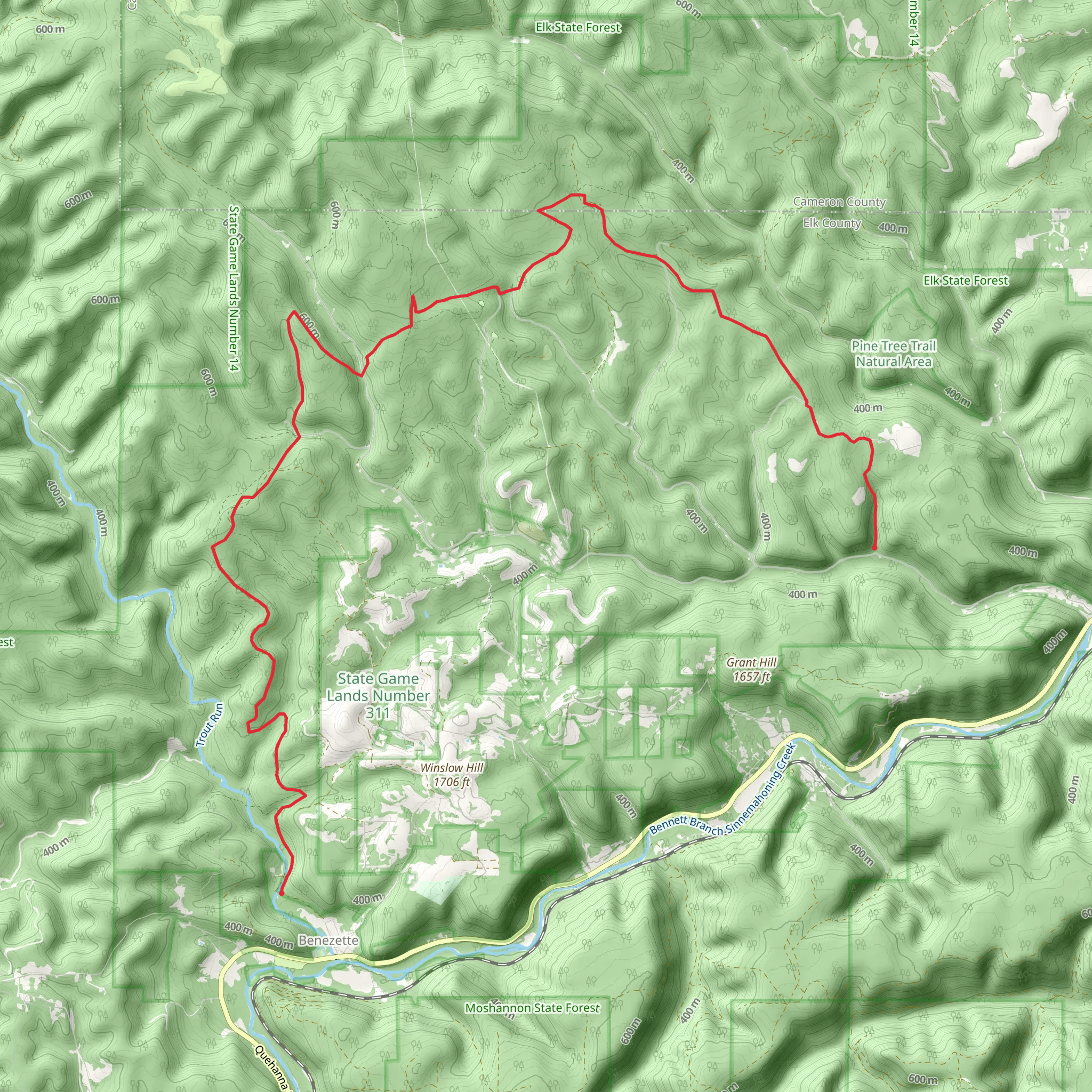 Benezette to Dents Run Road mobile static map
