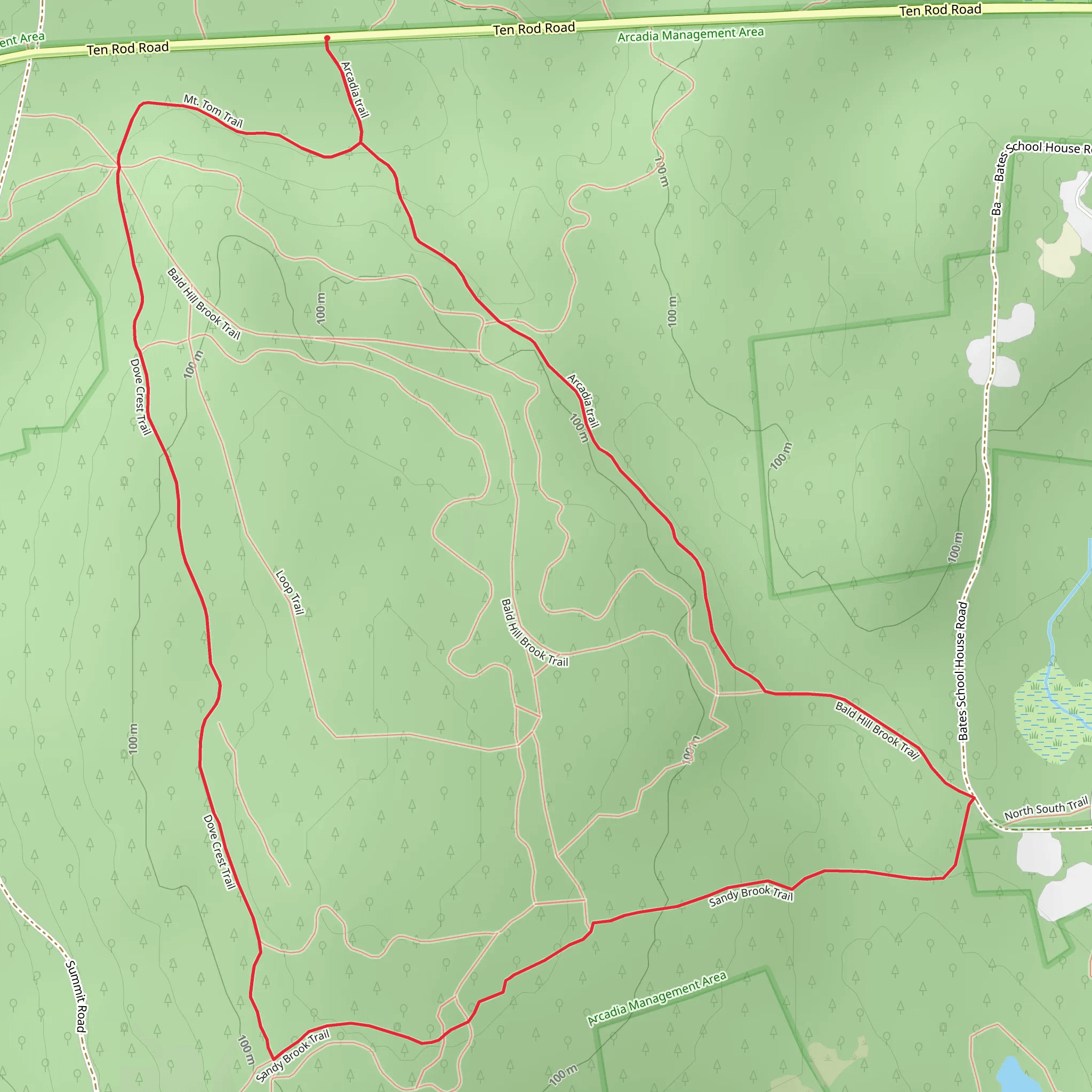Arcadia, Dove Crest and Mt Tom Loop Trail mobile static map