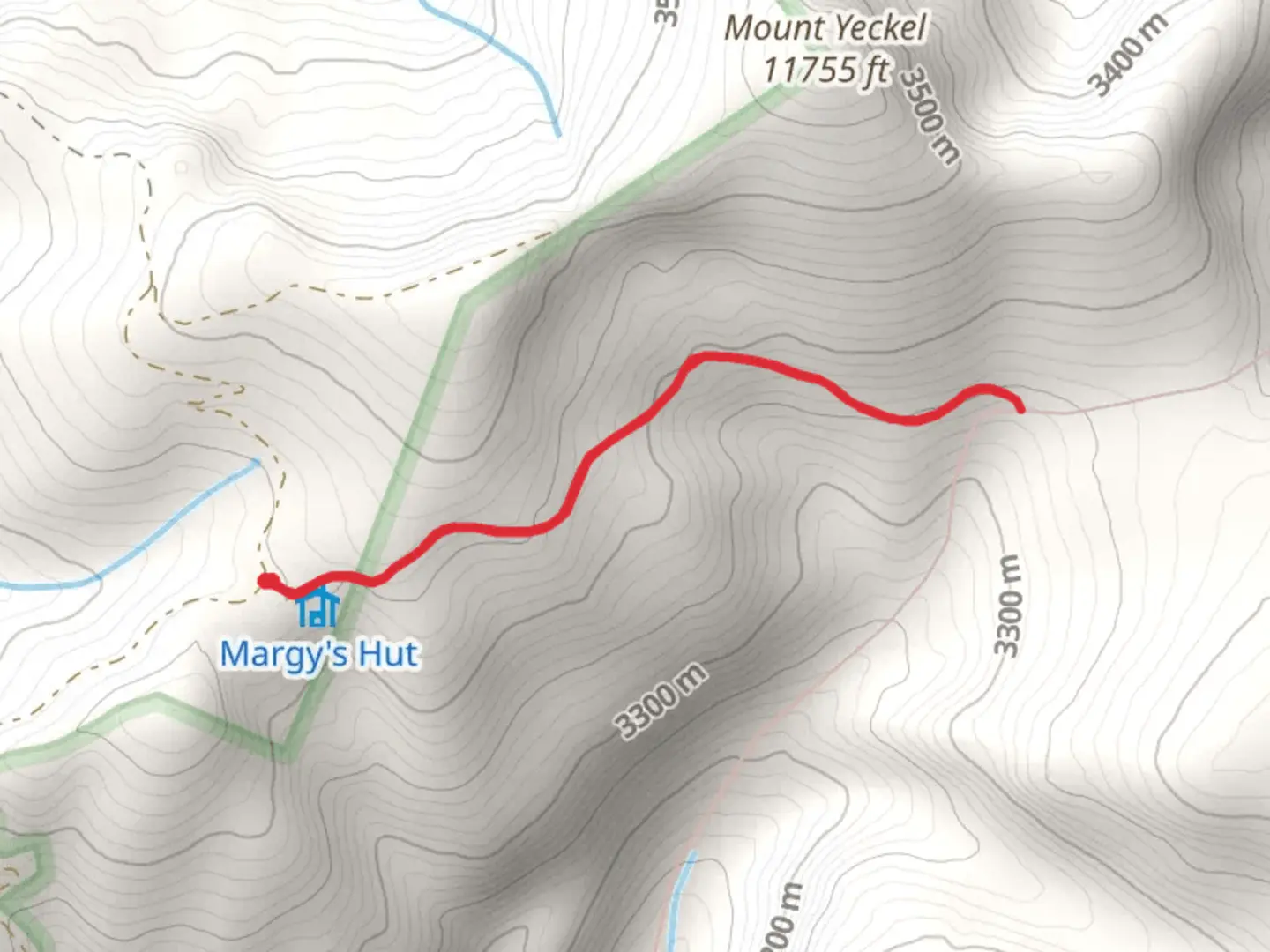 An image depicting the trail Margy's Hut Trail and its surrounding area.