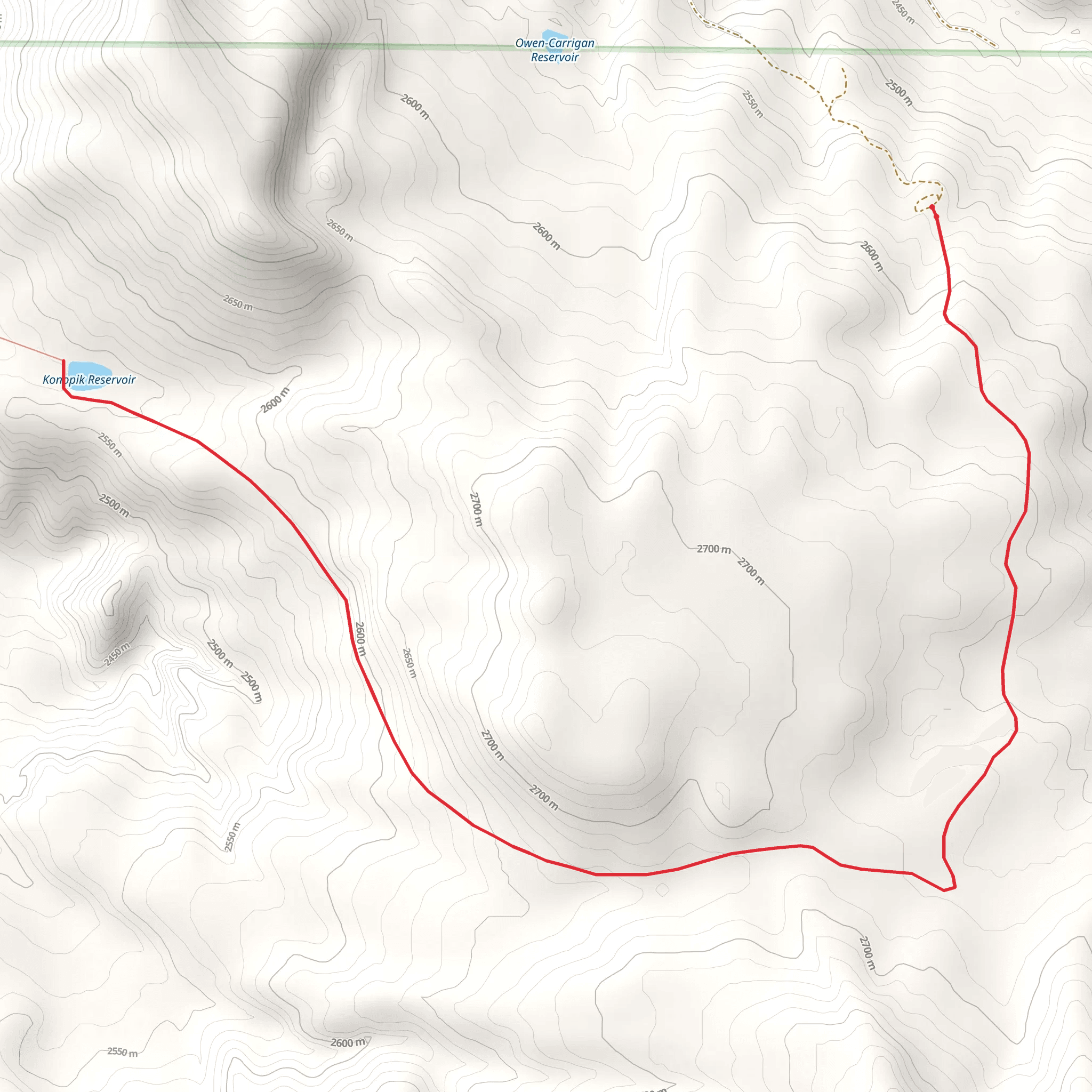 Konopic Reservoir via Salt Park Trail mobile static map