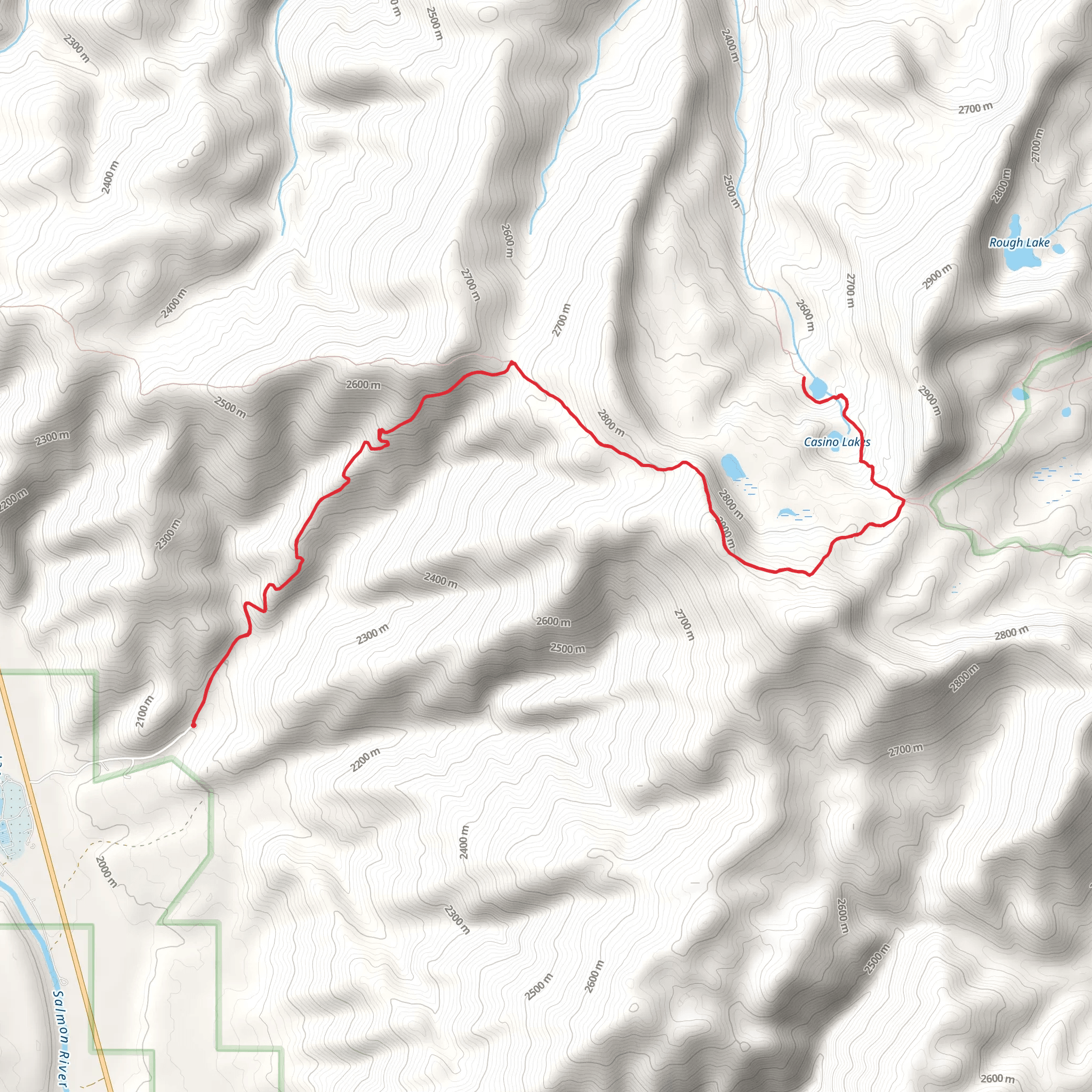 Casino Lakes via Boundary Creek mobile static map