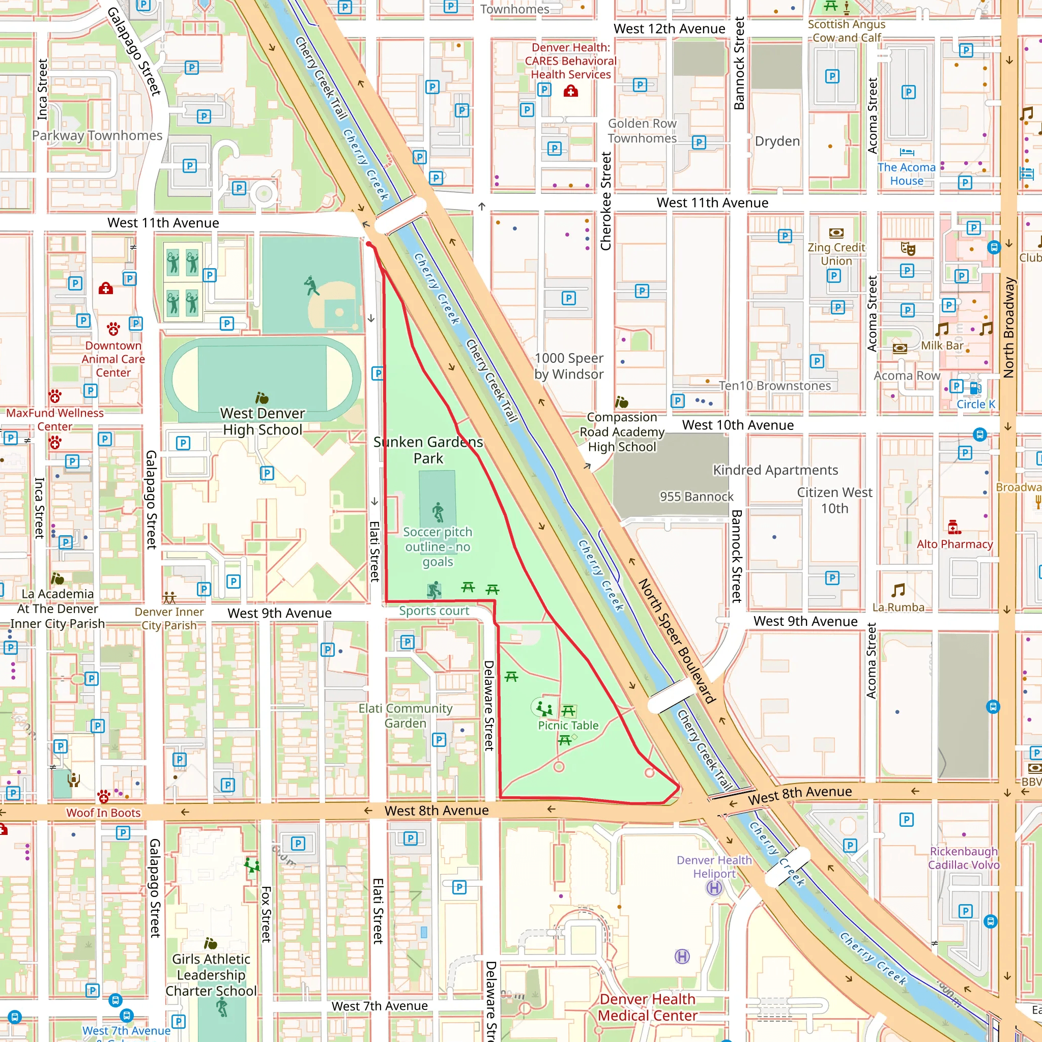Sunken Gardens Park Loop mobile static map
