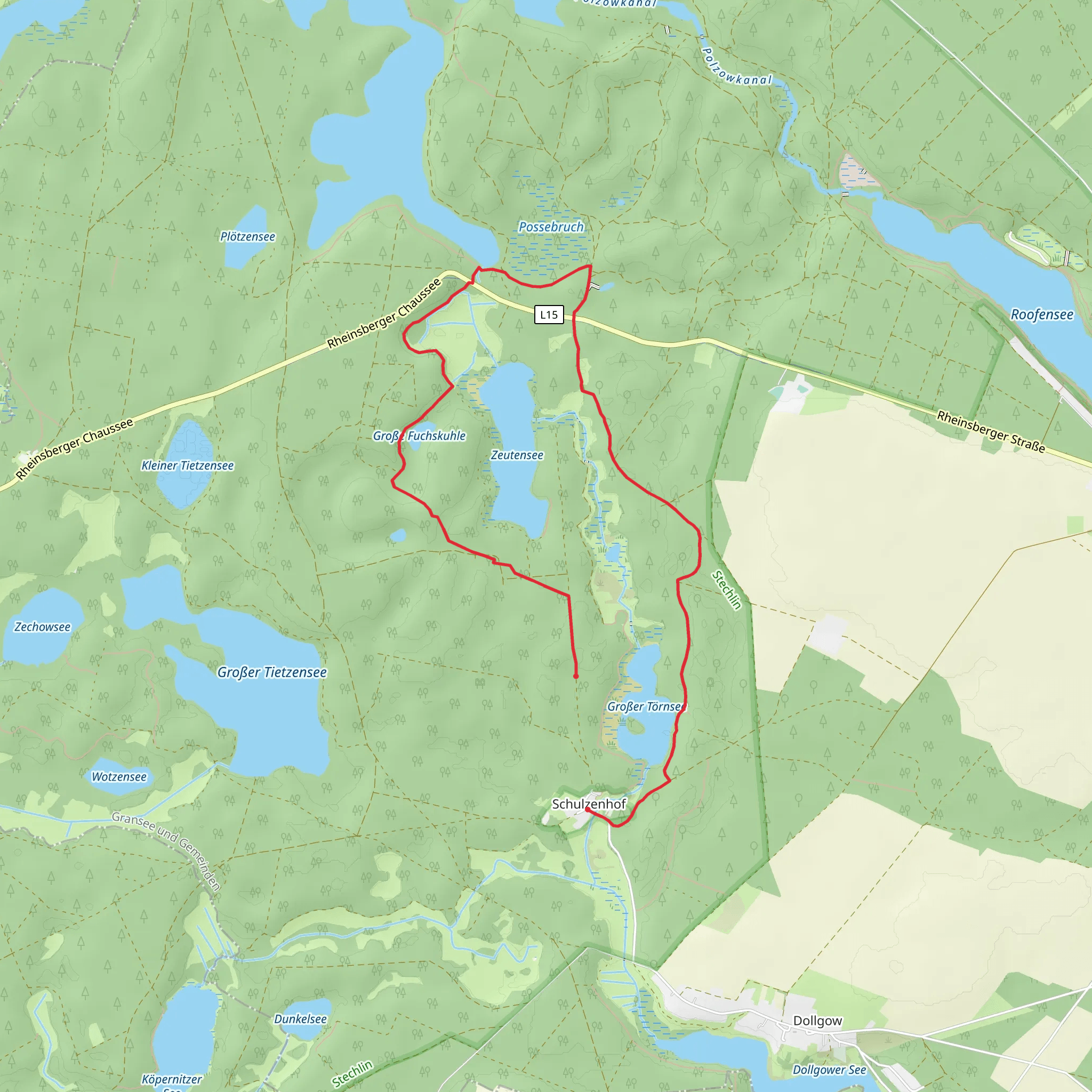 Großer Tornsee, Zeutensee and Große Fuchskuhle Loop mobile static map