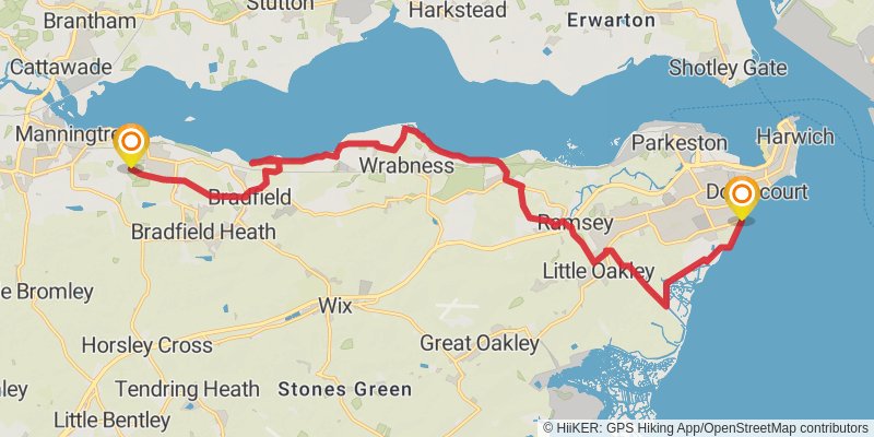 Burnham Thorpe to Portsmouth Walk stage 14 Map