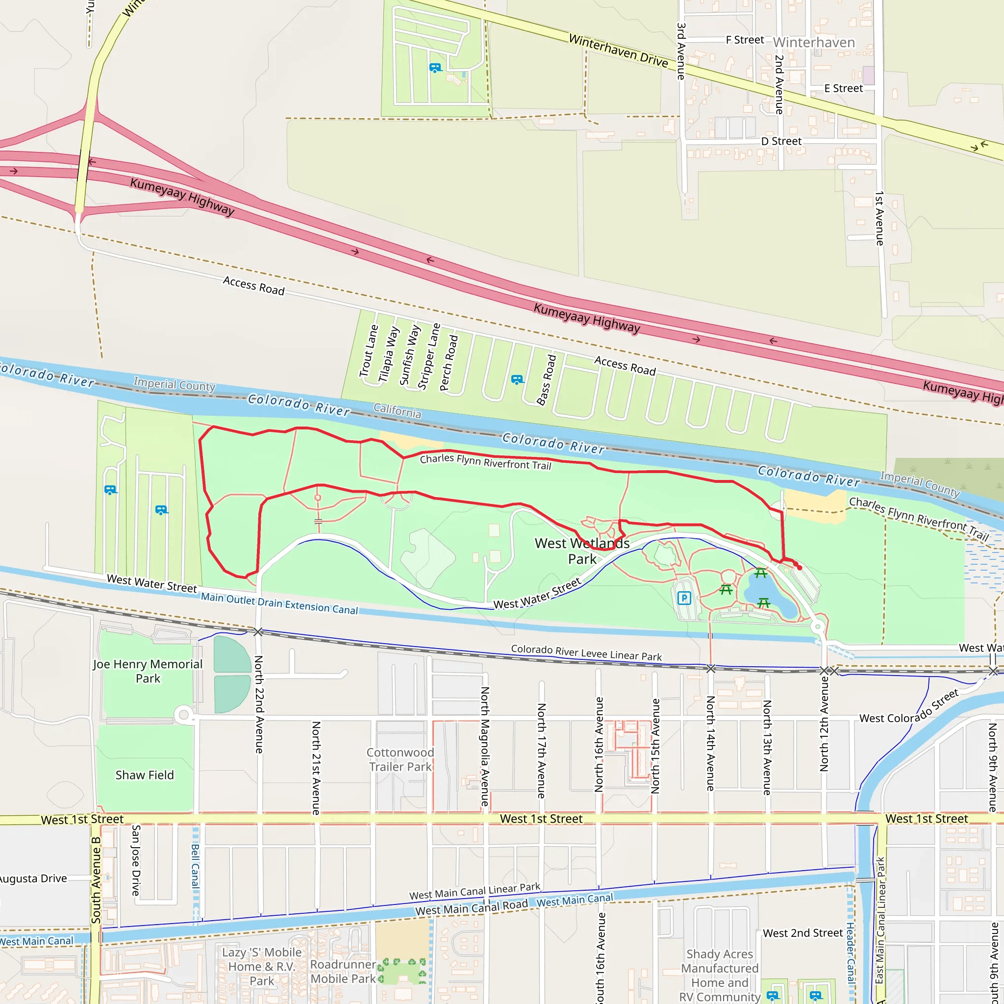 Charles Flynn Riverfront and Borrowing Owl Observation Point Loop Trail mobile static map