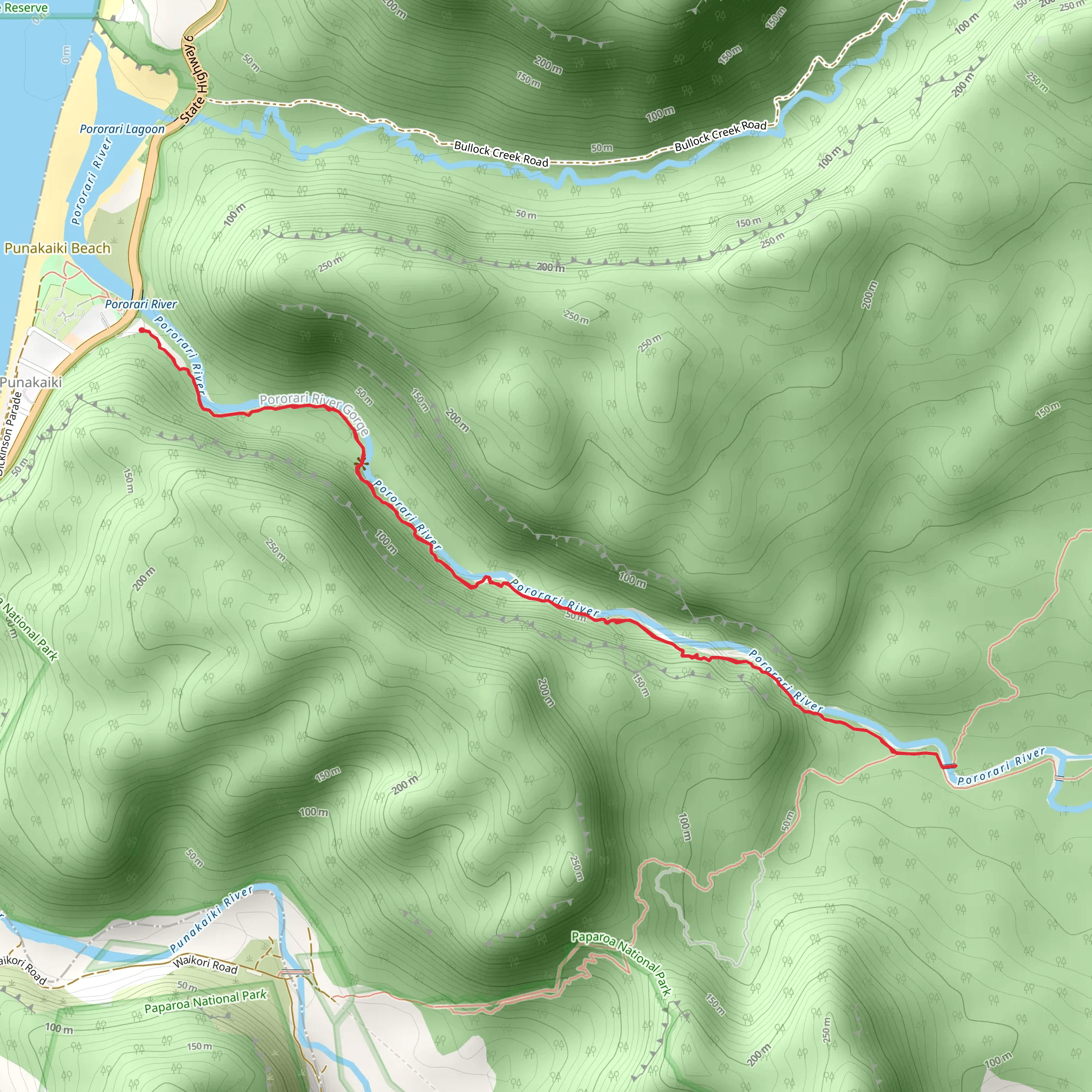 Pororari River Track mobile static map
