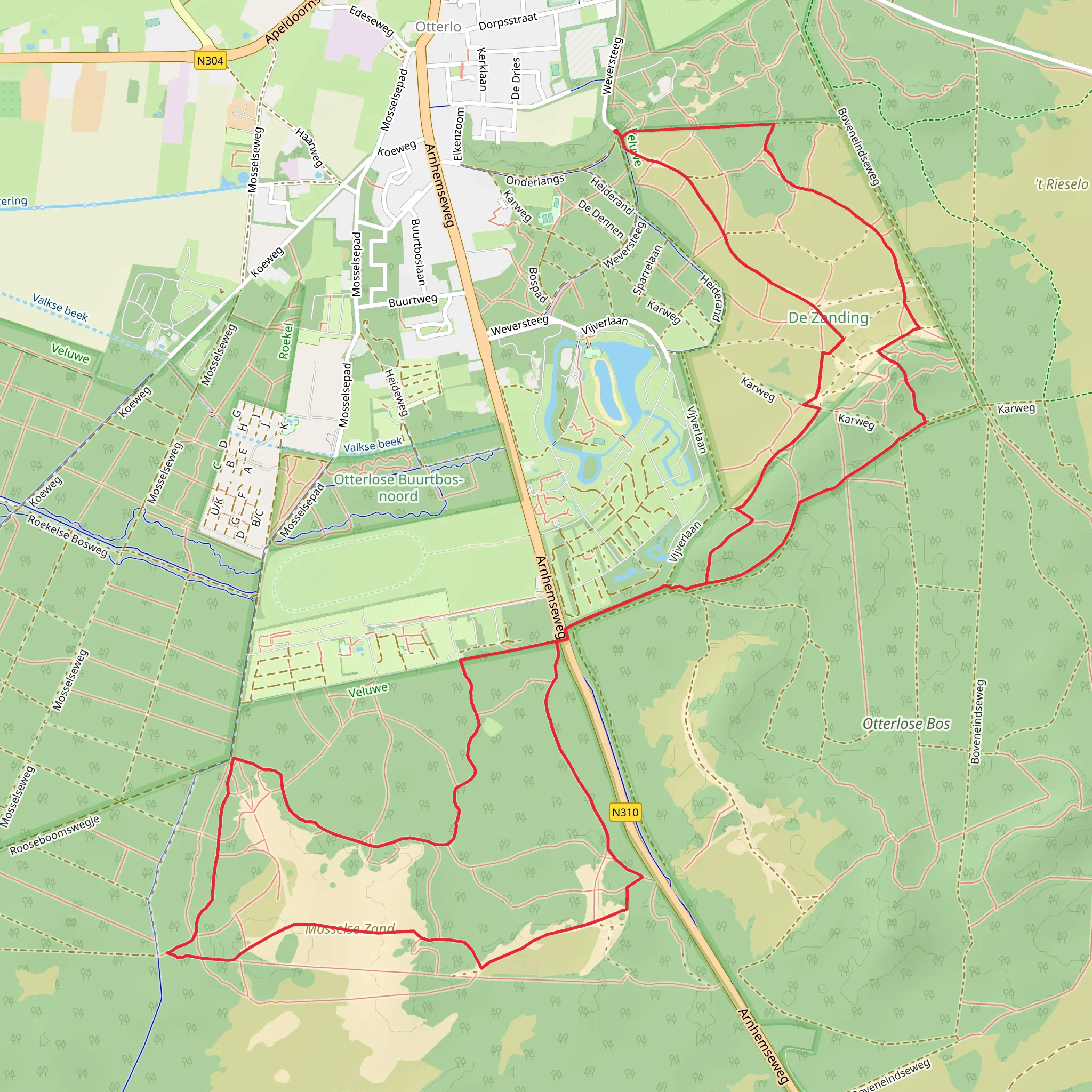 De Zanding and Otterlose Buurtbos Loop mobile static map