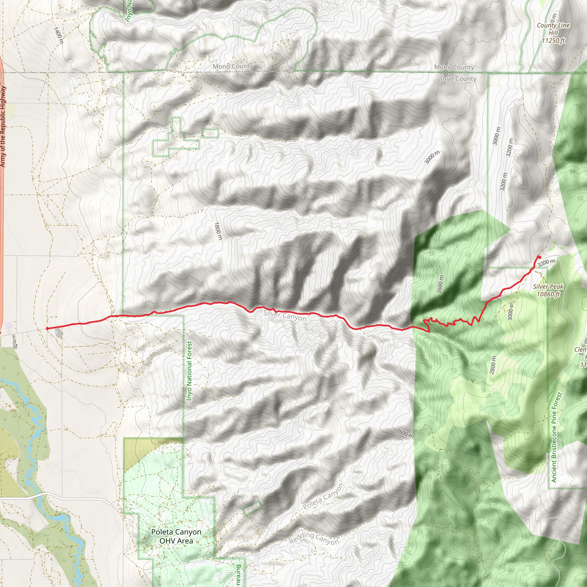Silver Canyon Road mobile static map