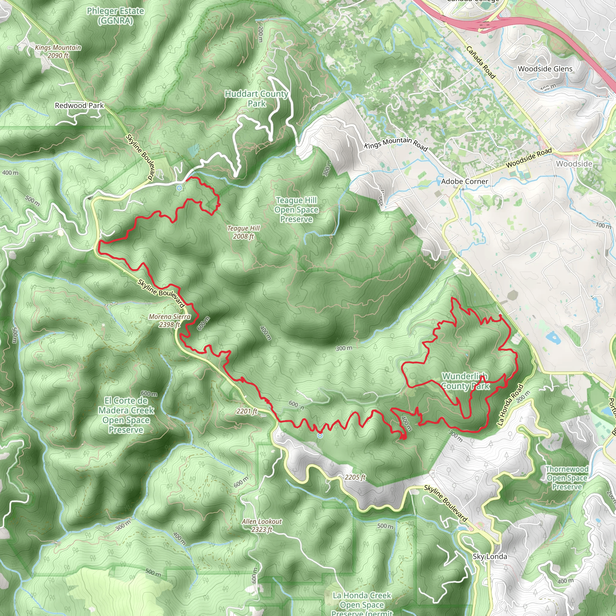 Meadow Trail and Alambique Trail Loop mobile static map