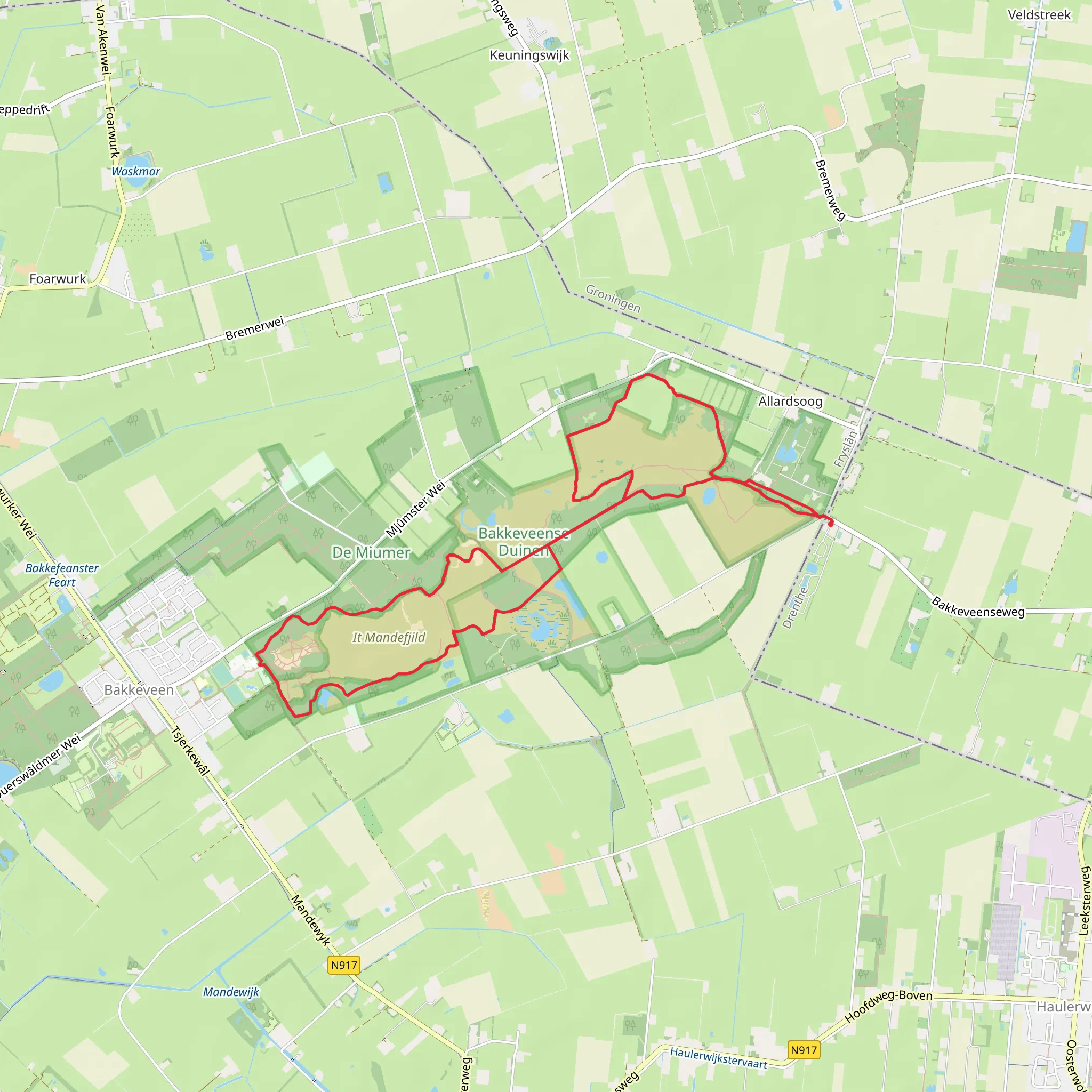Bakkeveense Duinen and Uitzichttoren Loop mobile static map