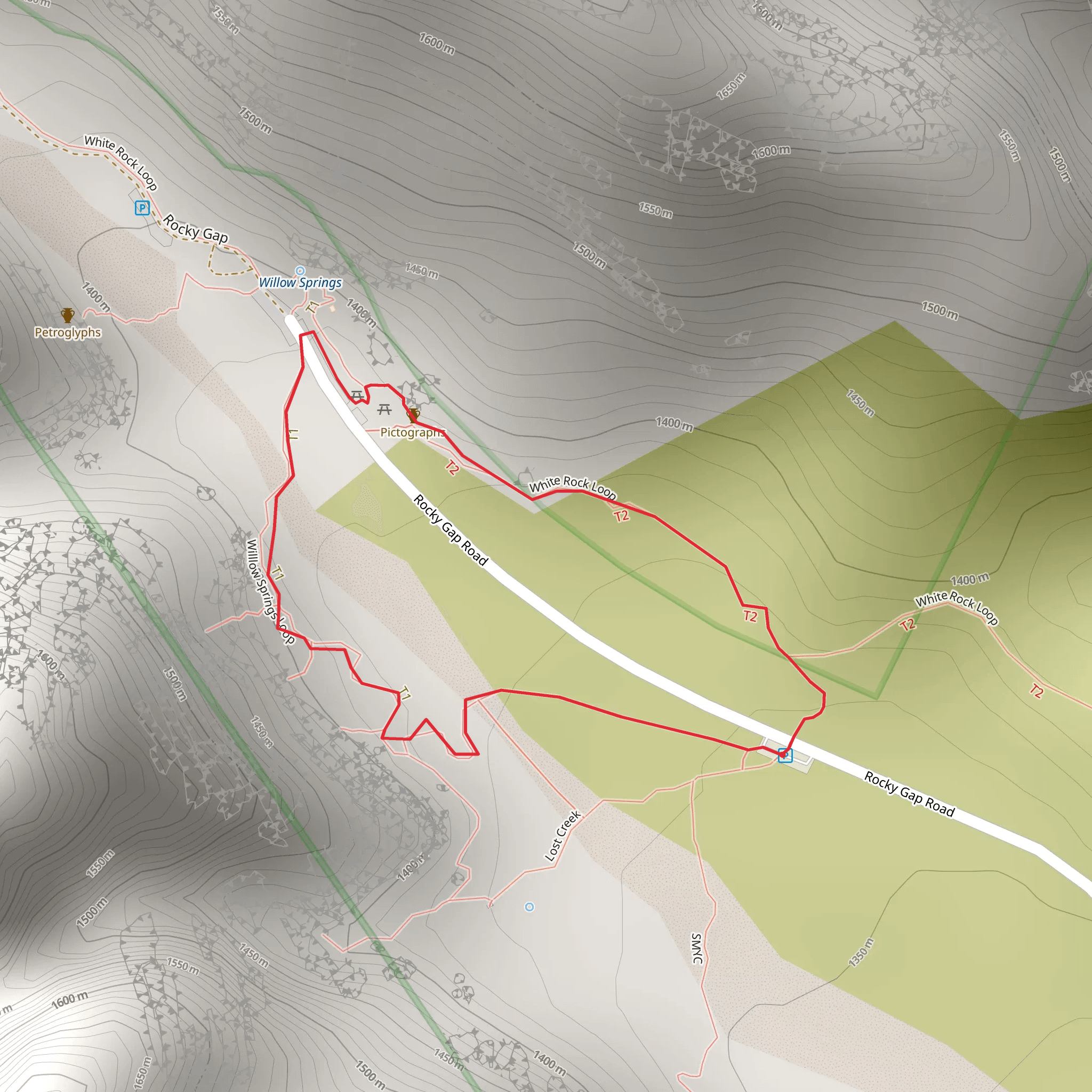 Willow Springs and White Rock Loop mobile static map